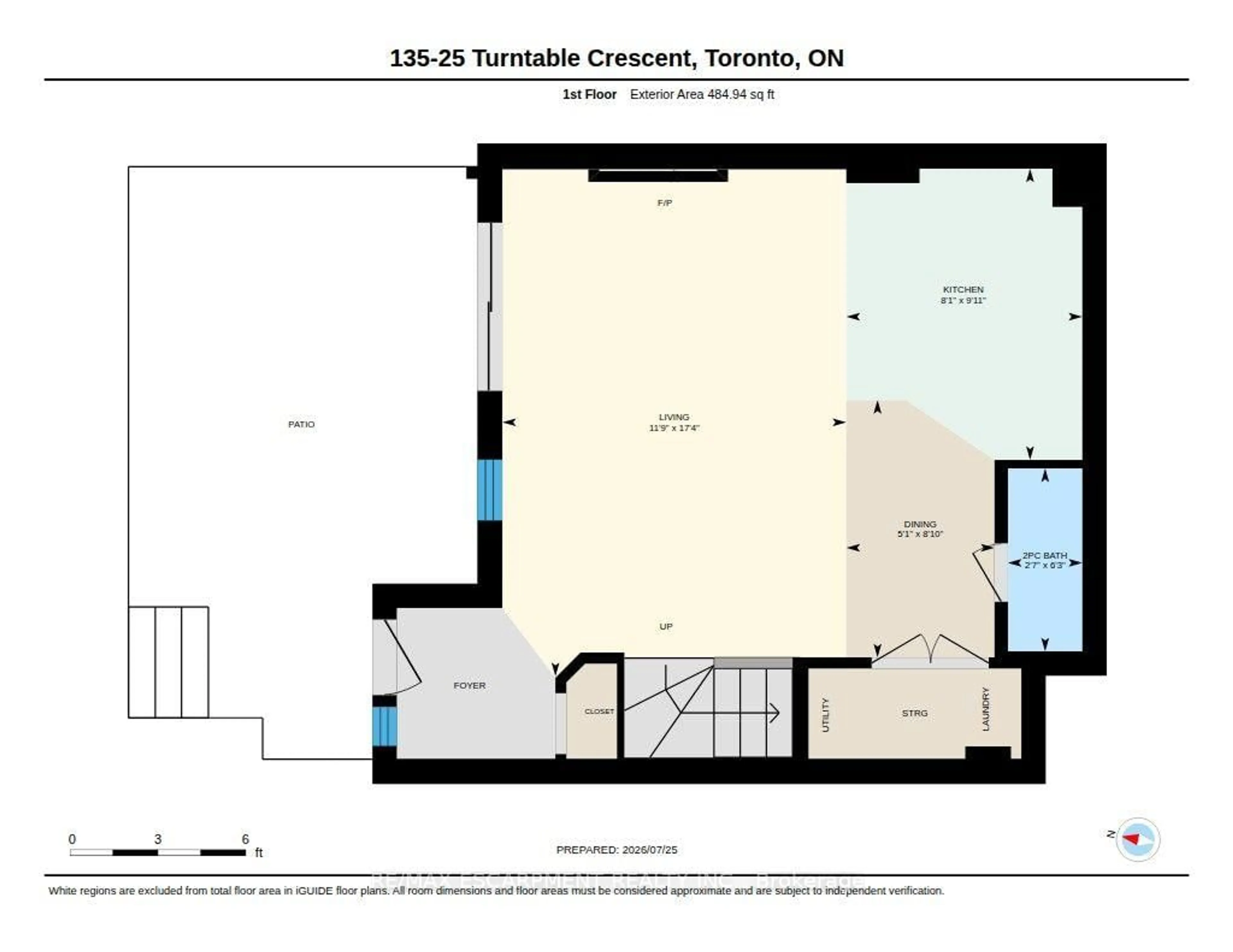 Floor plan for 25 Turntable Cres #135, Toronto Ontario M6H 4K8