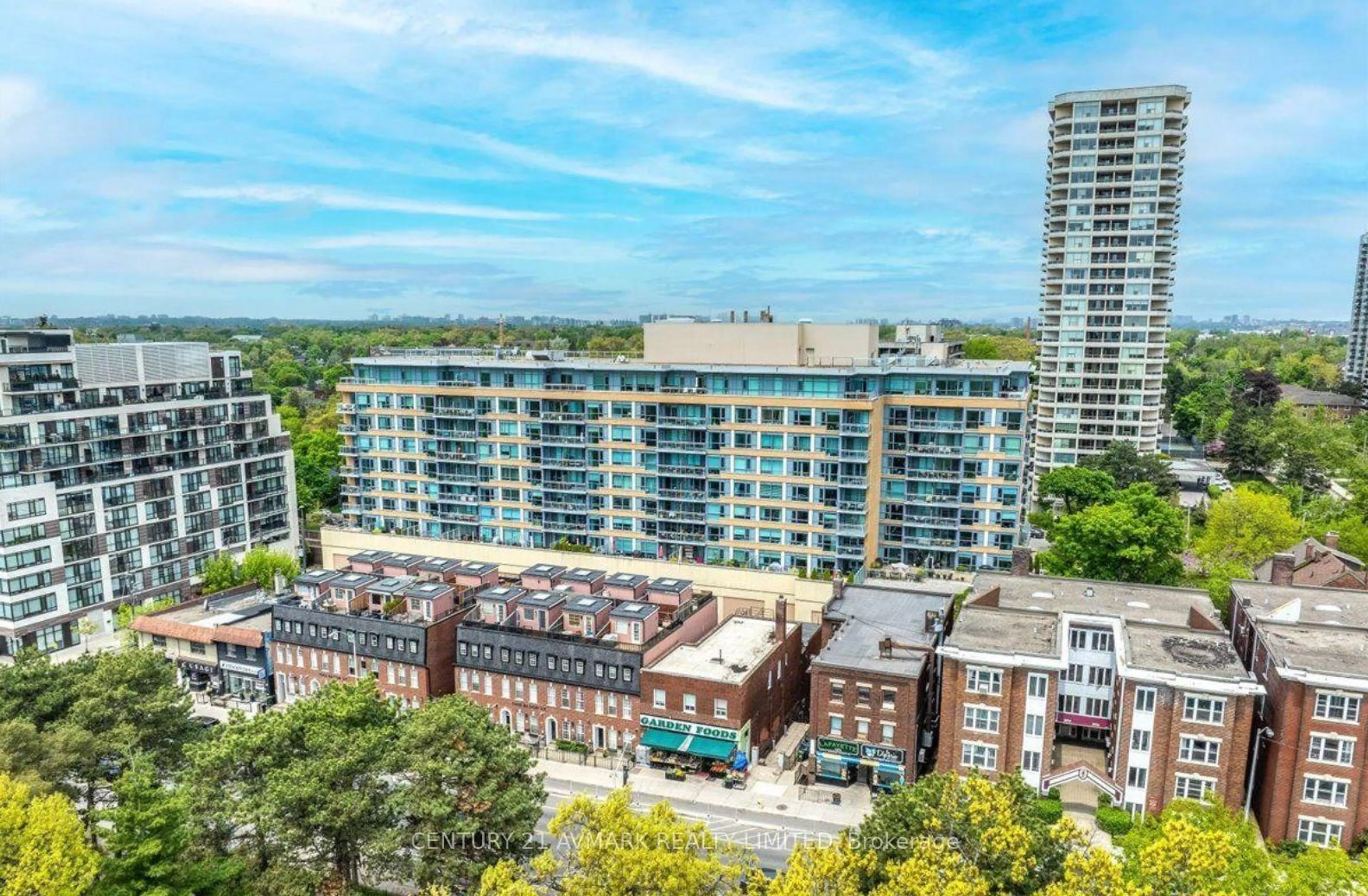 A pic from outside/outdoor area/front of a property/back of a property/a pic from drone, city buildings view from balcony for 20 Gothic Ave #724, Toronto Ontario M6P 1T5