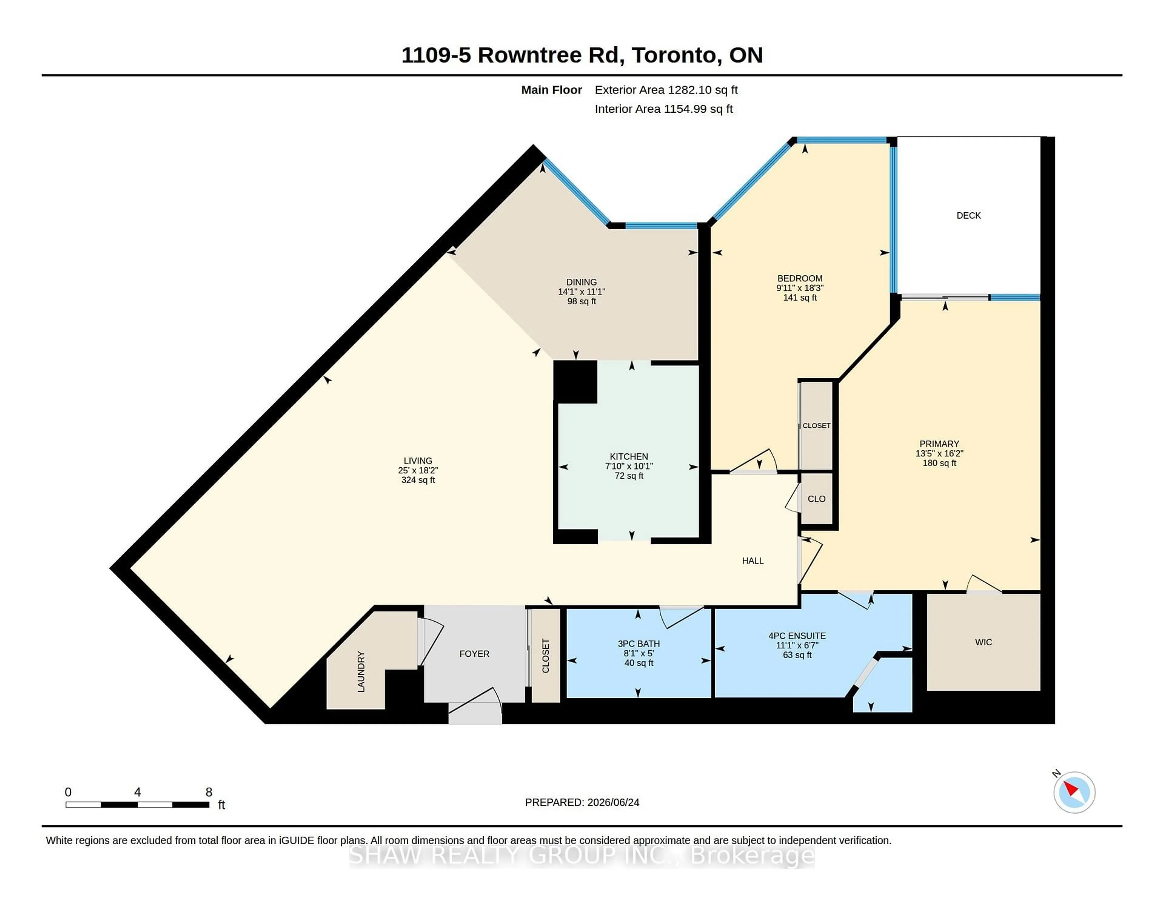 Floor plan for 5 Rowntree Rd #1109, Toronto Ontario M9V 5G9