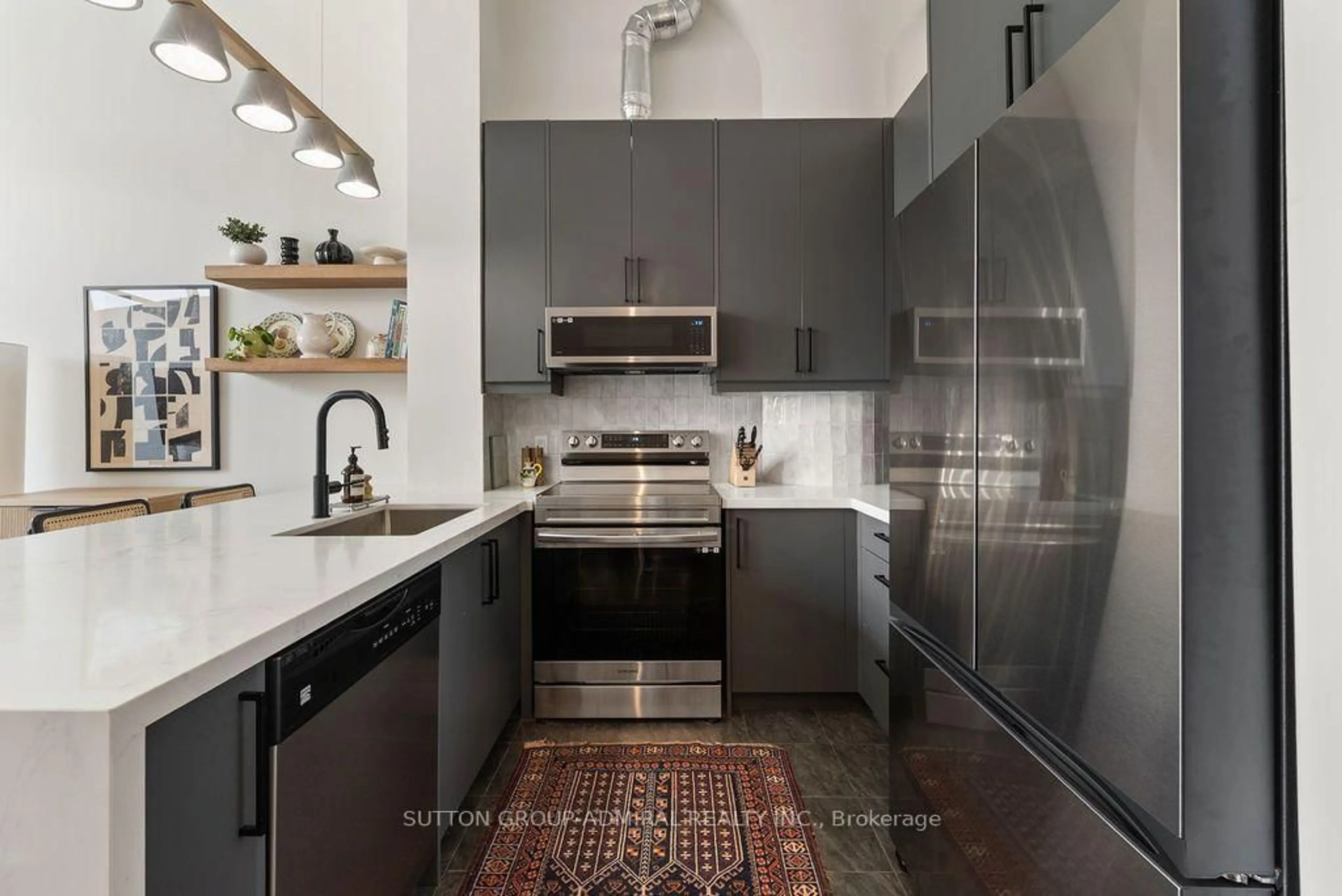 Contemporary kitchen, ceramic/tile floor for 1001 Roselawn Ave #124, Toronto Ontario M6B 4M4