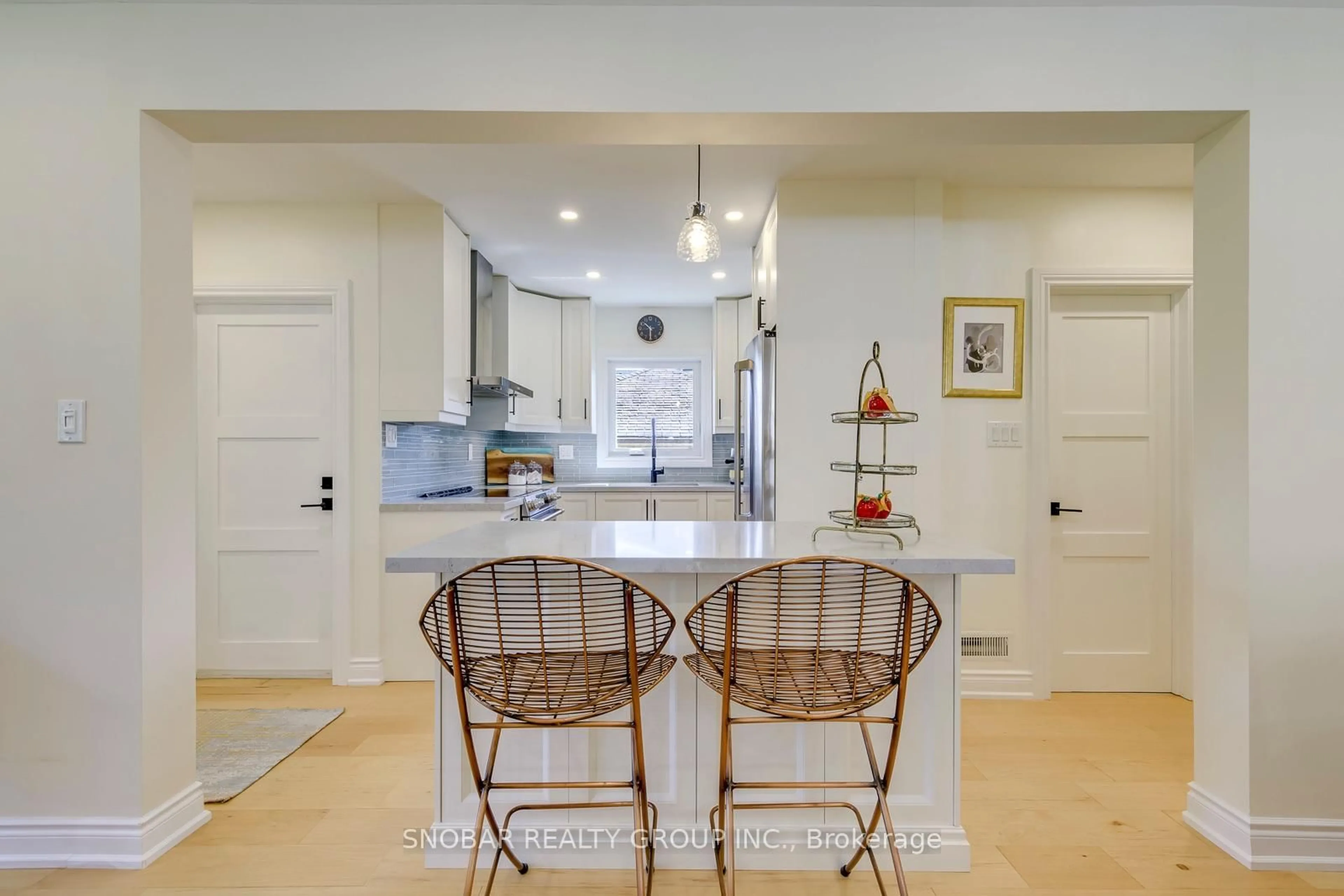 Open concept kitchen, ceramic/tile floor for 2257 Lawrence Ave, Toronto Ontario M9P 2A4