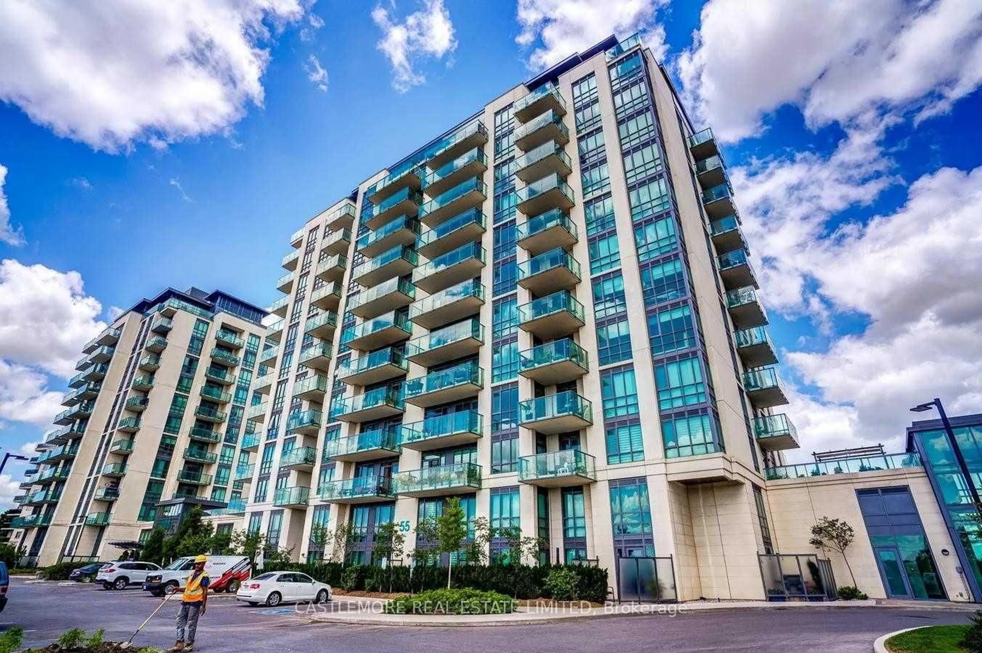 A pic from outside/outdoor area/front of a property/back of a property/a pic from drone, building for 55 Yorkland Blvd #1007, Brampton Ontario L7A 0A1