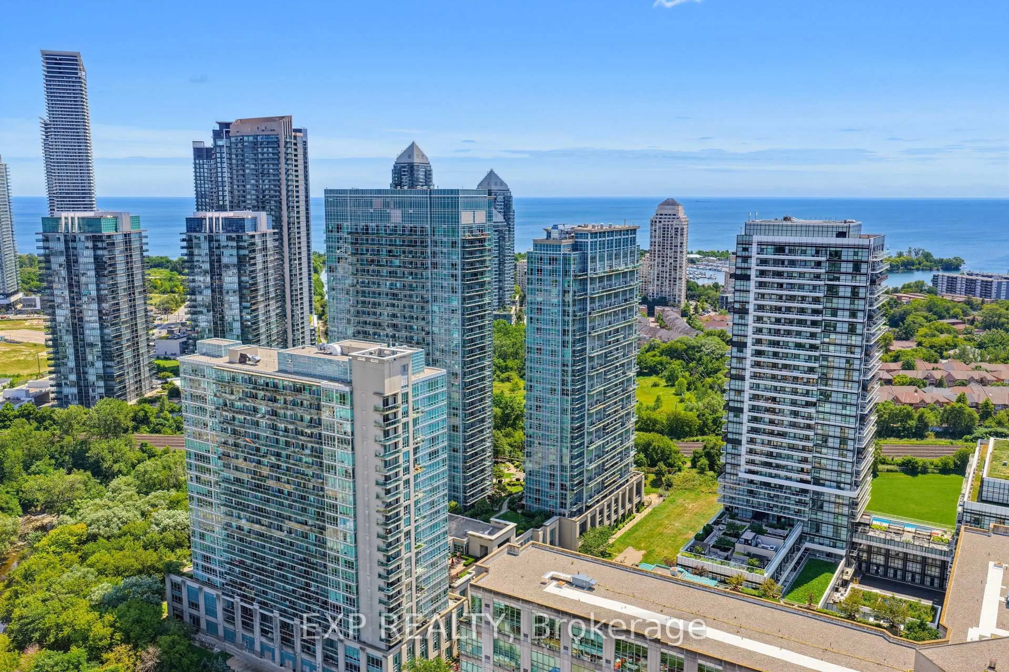 A pic from outside/outdoor area/front of a property/back of a property/a pic from drone, city buildings view from balcony for 155 Legion Rd #813, Toronto Ontario M8Y 0A7