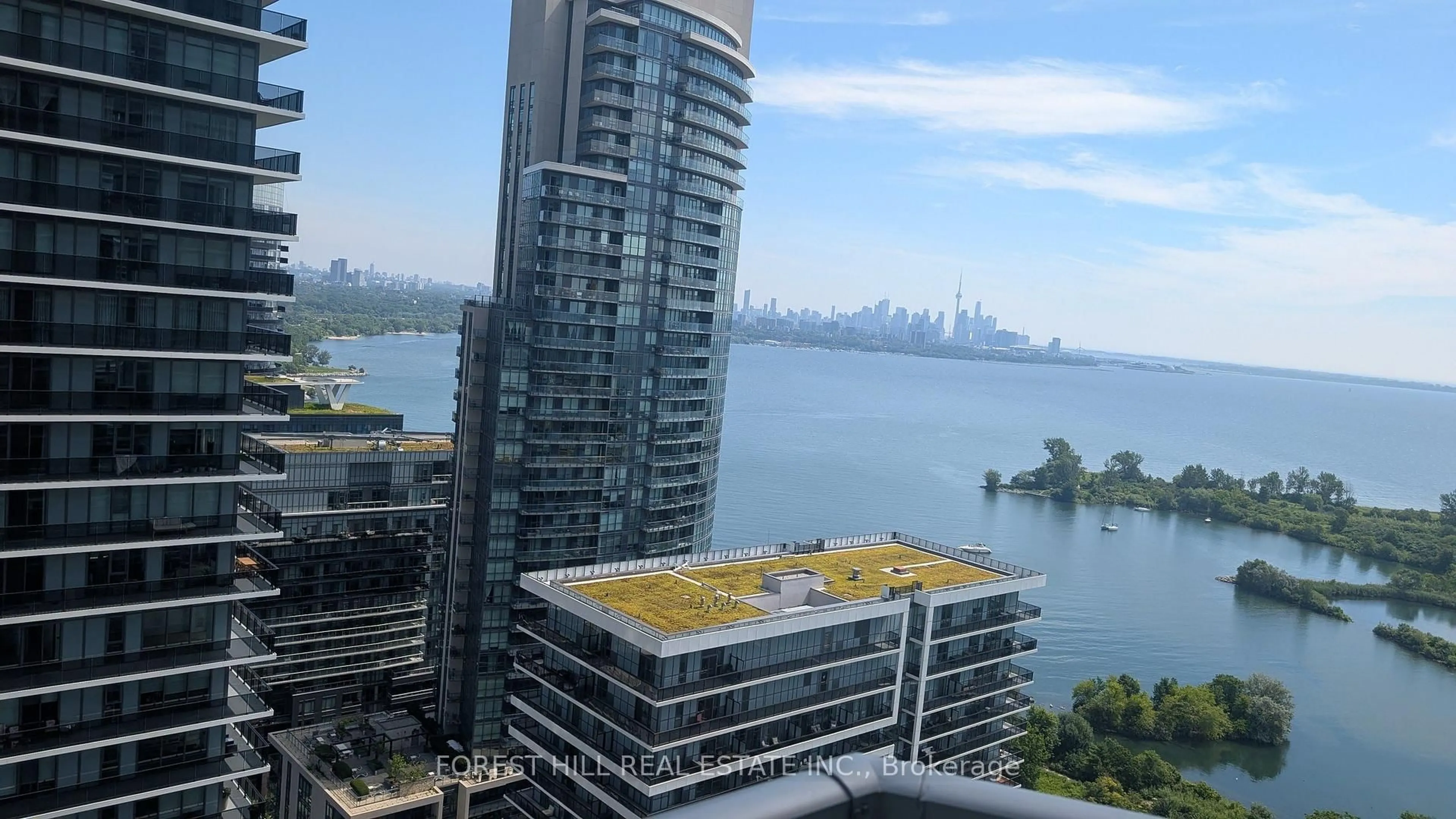 Balcony in the apartment, city buildings view from balcony for 33 Shore Breeze Dr #2605, Toronto Ontario M8V 1A1