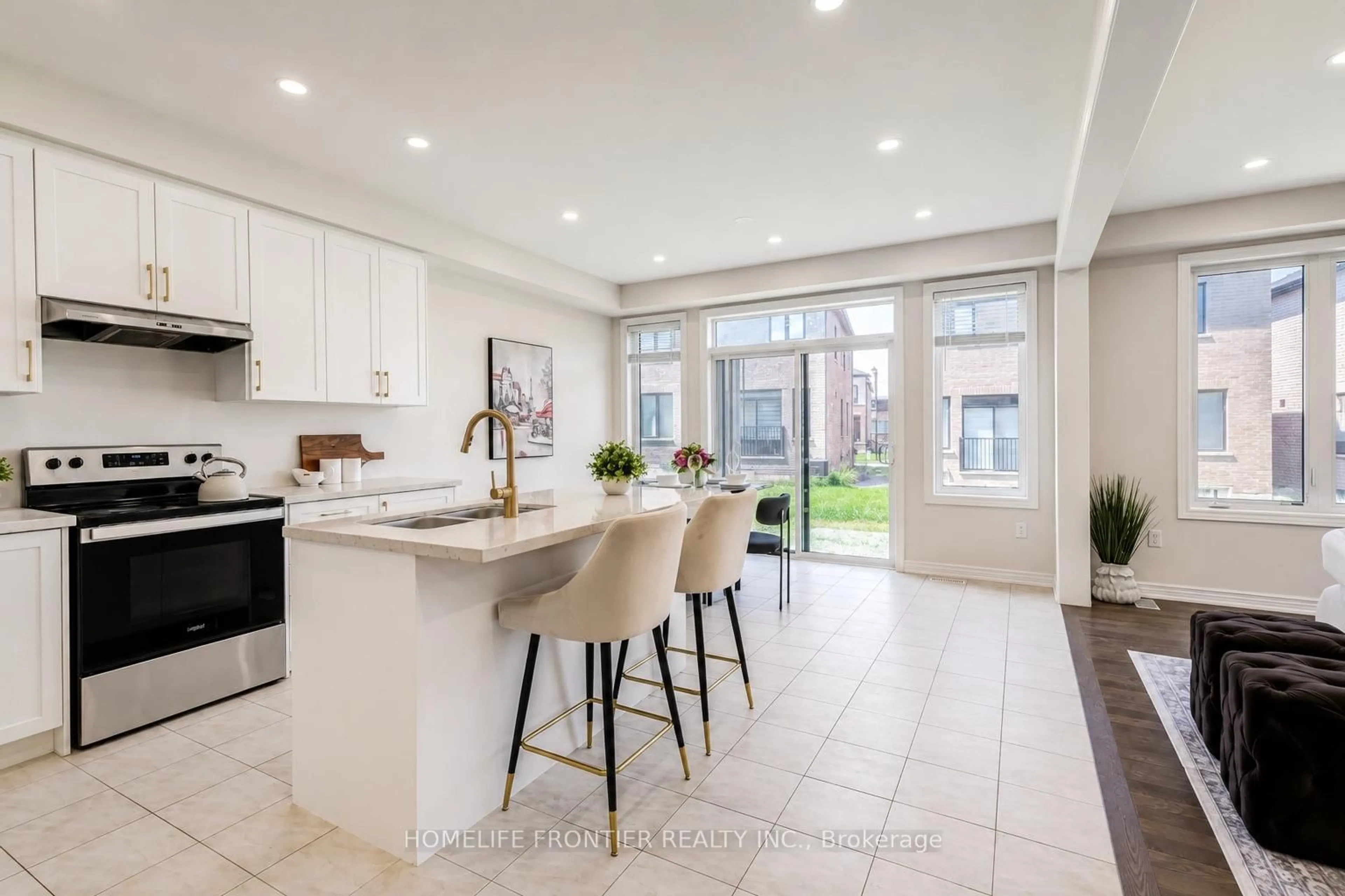 Open concept kitchen, ceramic/tile floor for 879 Plum Pl, Milton Ontario L9T 7E7