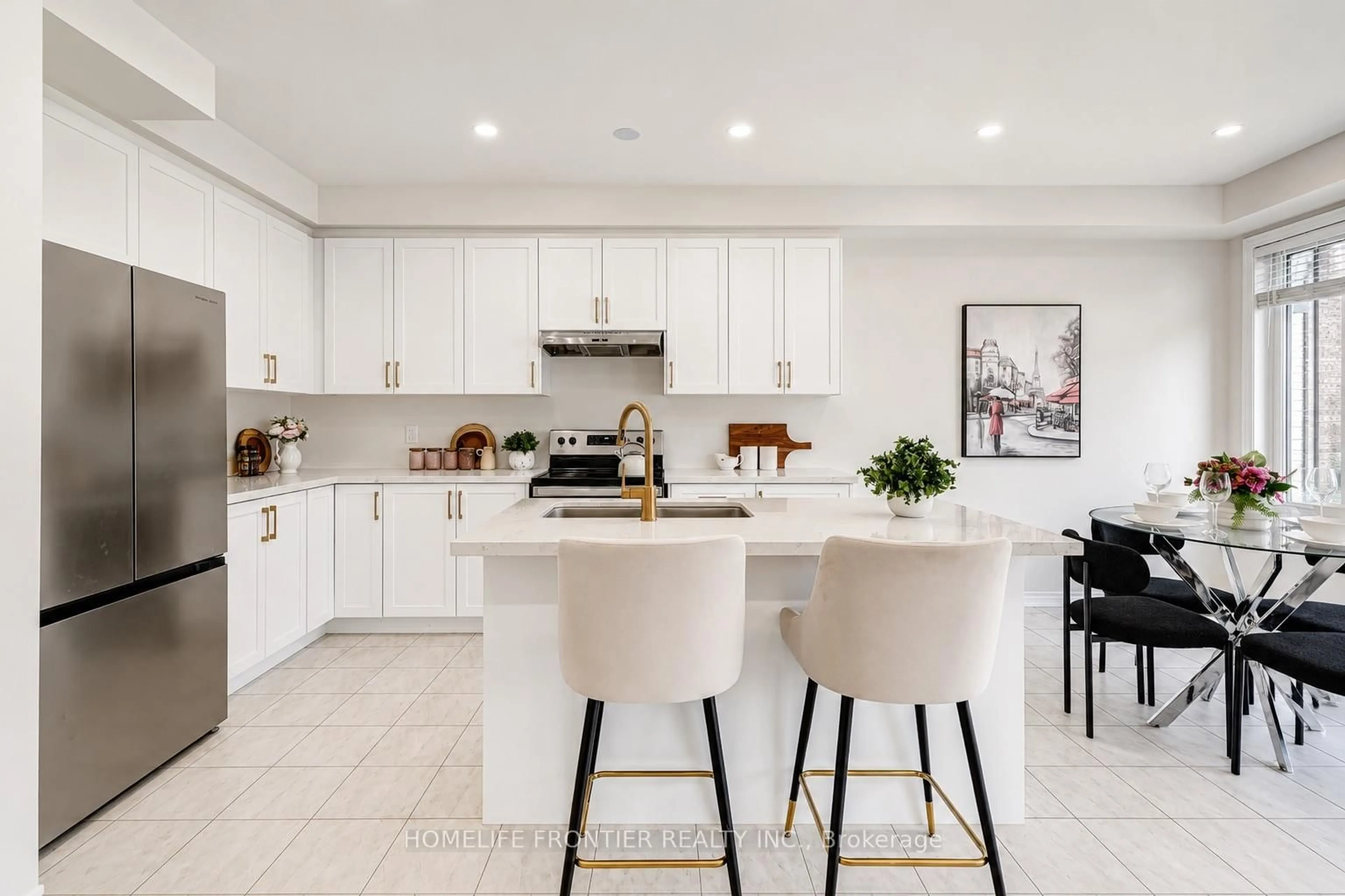 Open concept kitchen, ceramic/tile floor for 879 Plum Pl, Milton Ontario L9T 7E7