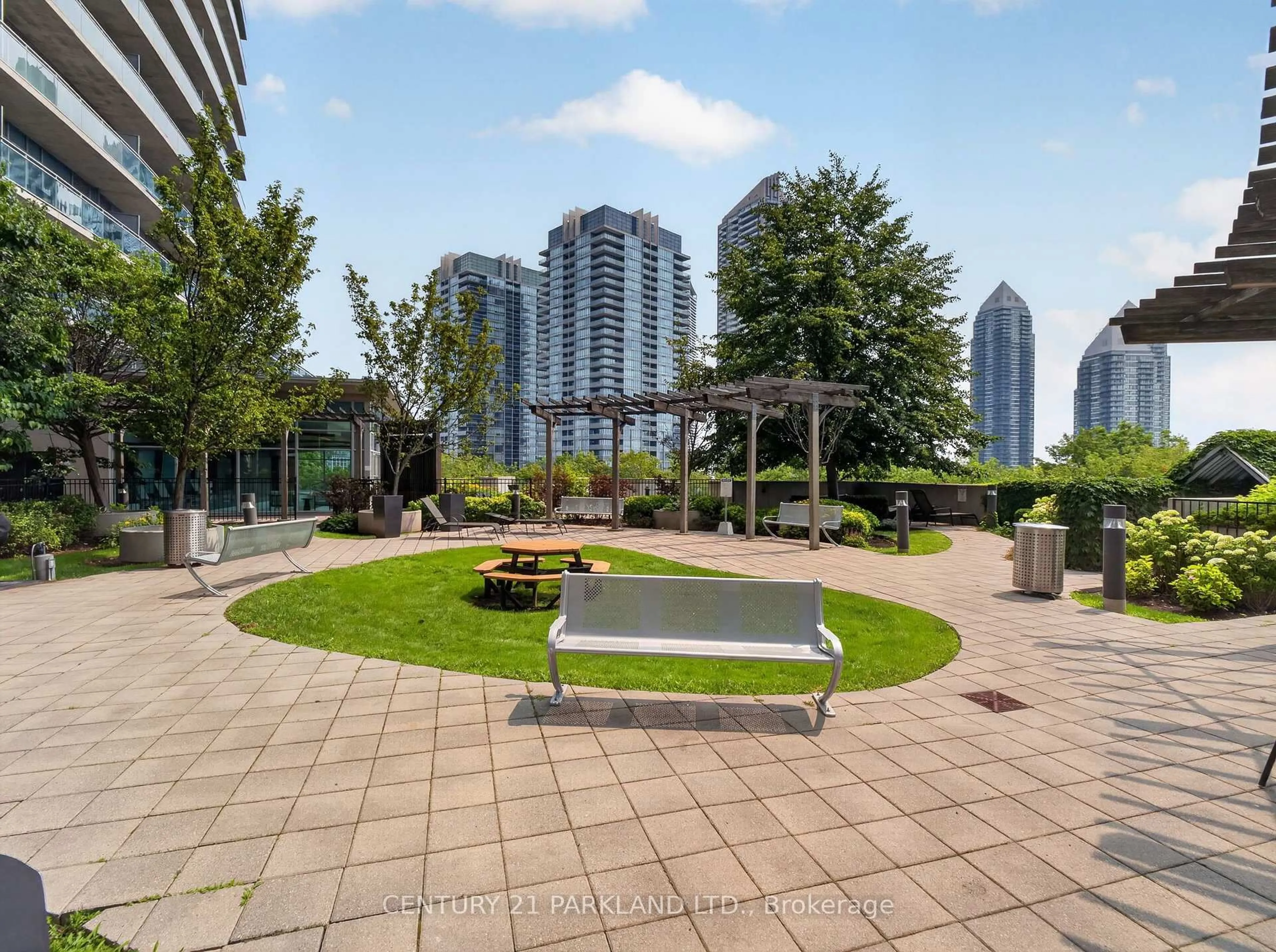 Patio, city buildings view from balcony for 155 Legion Rd #1103, Toronto Ontario M8Y 0A7