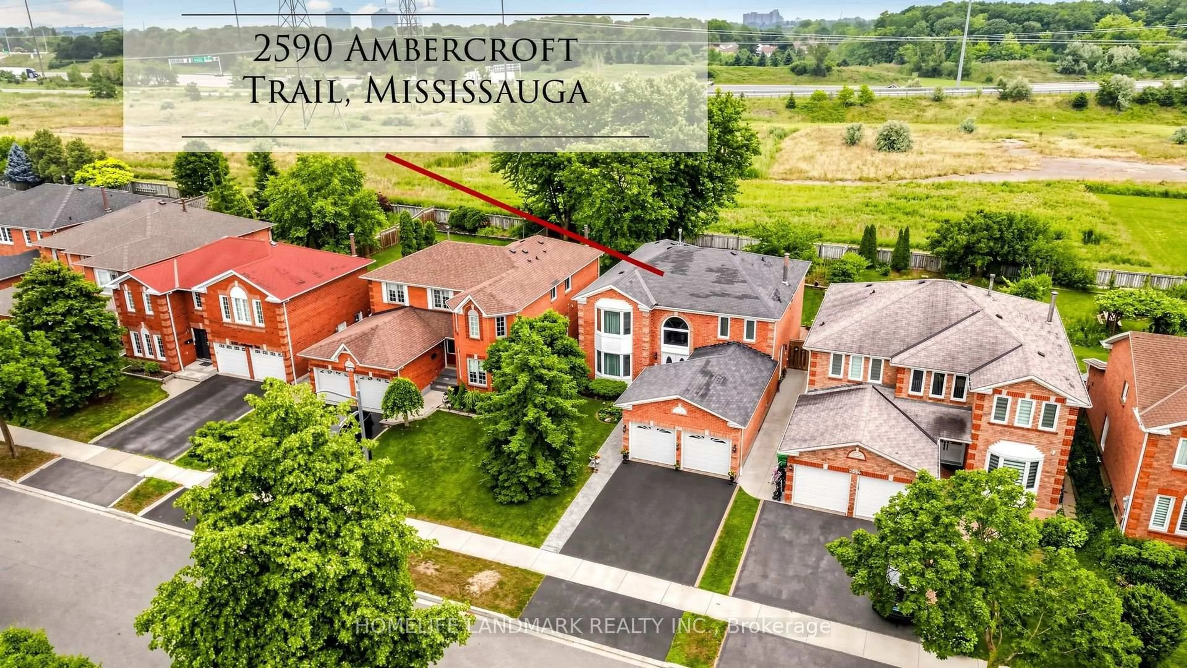 A pic from outside/outdoor area/front of a property/back of a property/a pic from drone, street for 2590 Ambercroft Tr, Mississauga Ontario L5M 4K3