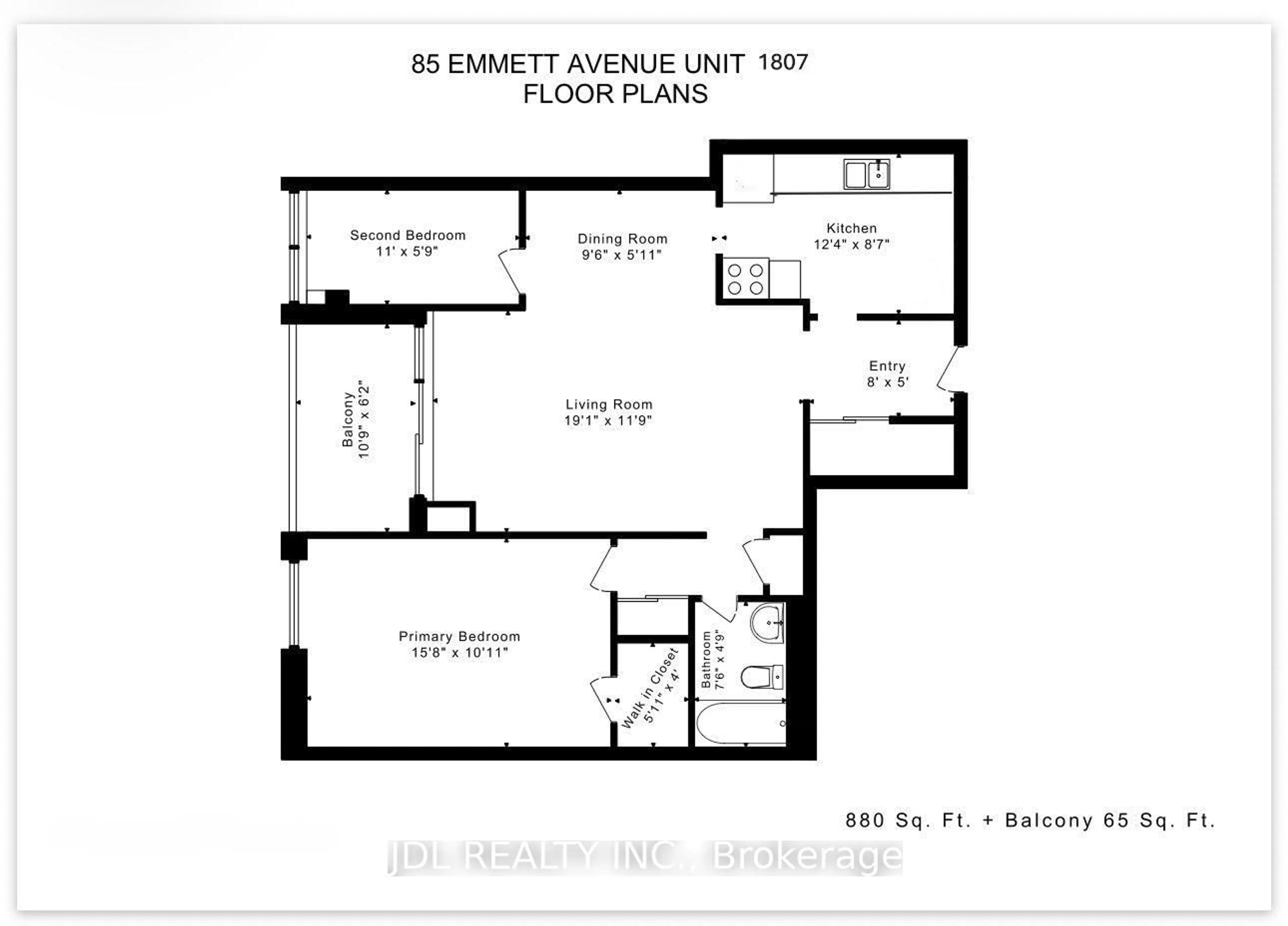 Floor plan for 85 Emmett Ave #1807, Toronto Ontario M6M 2E6