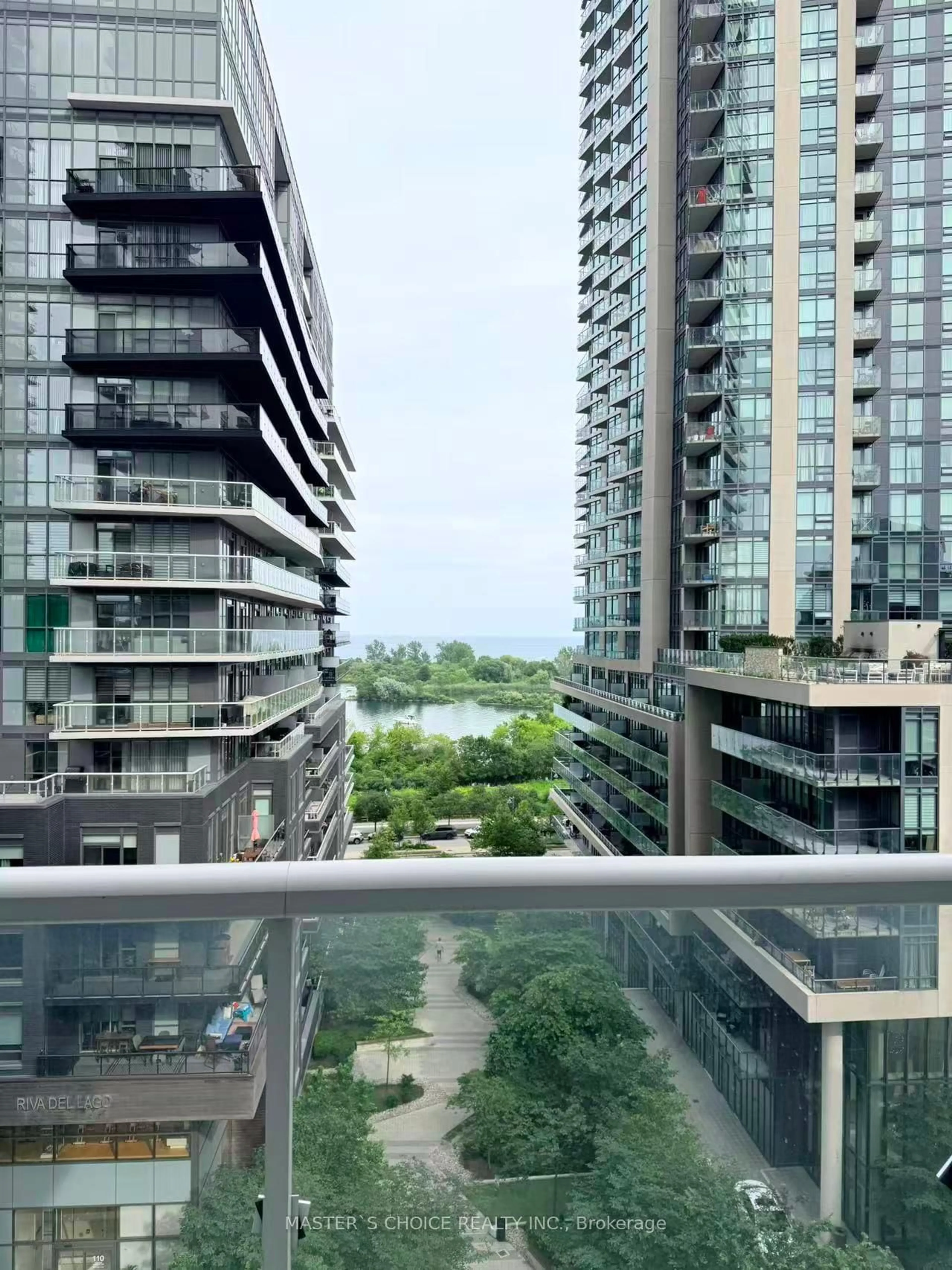 Balcony in the apartment, city buildings view from balcony for 56 Annie Craig Dr #704, Toronto Ontario M8V 0C4
