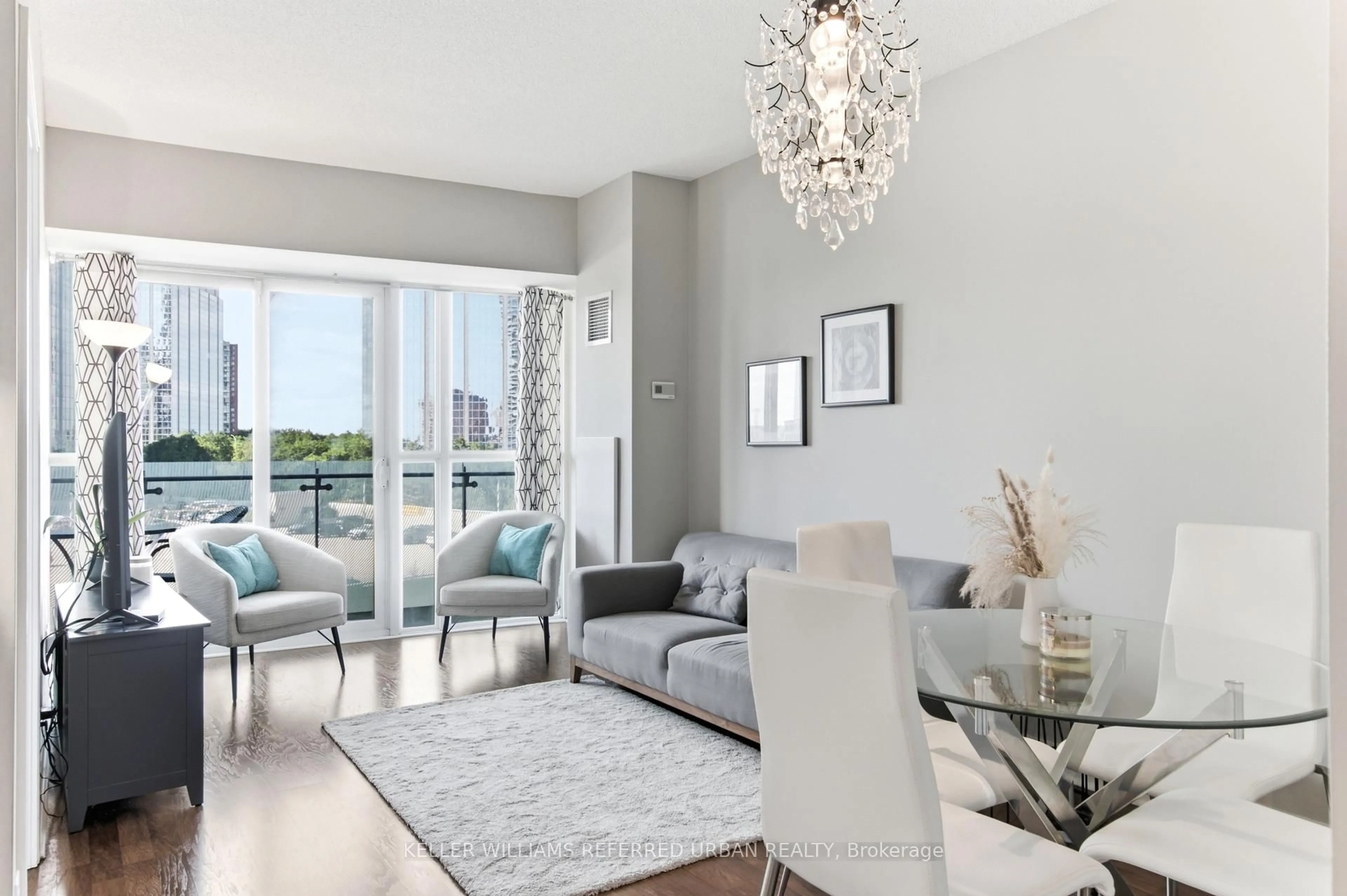 Living room with furniture, unknown for 50 Absolute Ave #401, Mississauga Ontario L4Z 0A8
