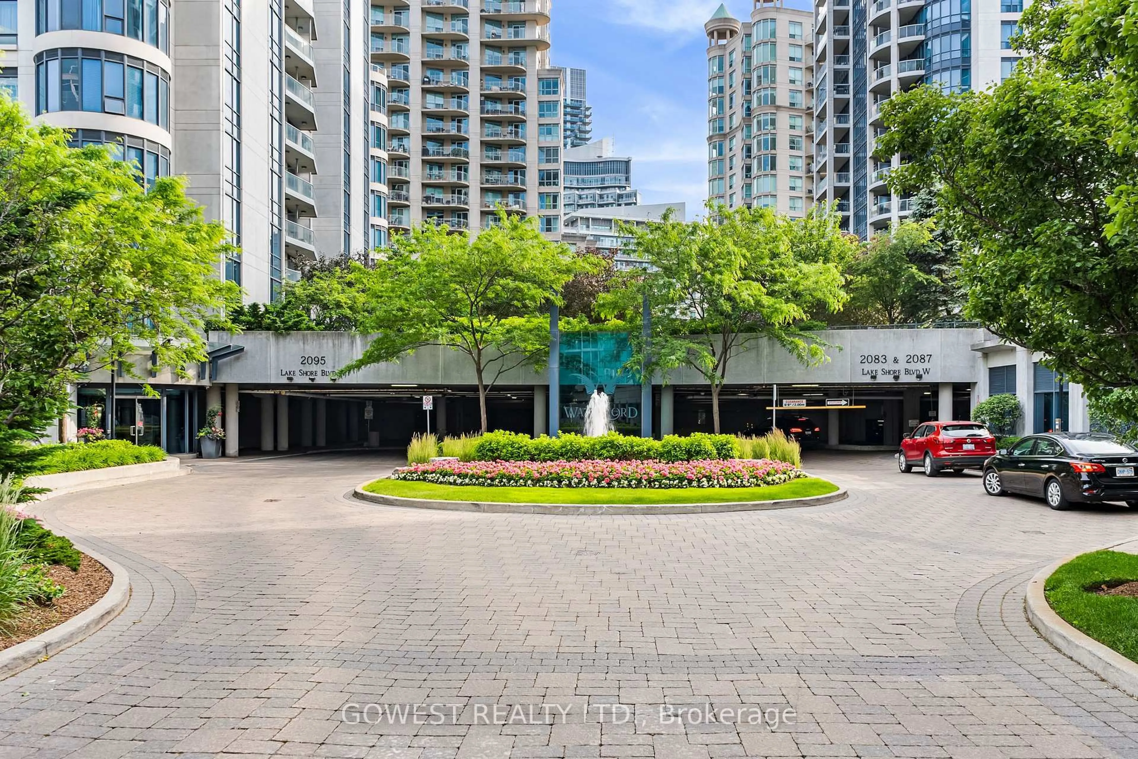 Patio, city buildings view from balcony for 2095 Lake Shore Blvd #318, Toronto Ontario M8V 4G4