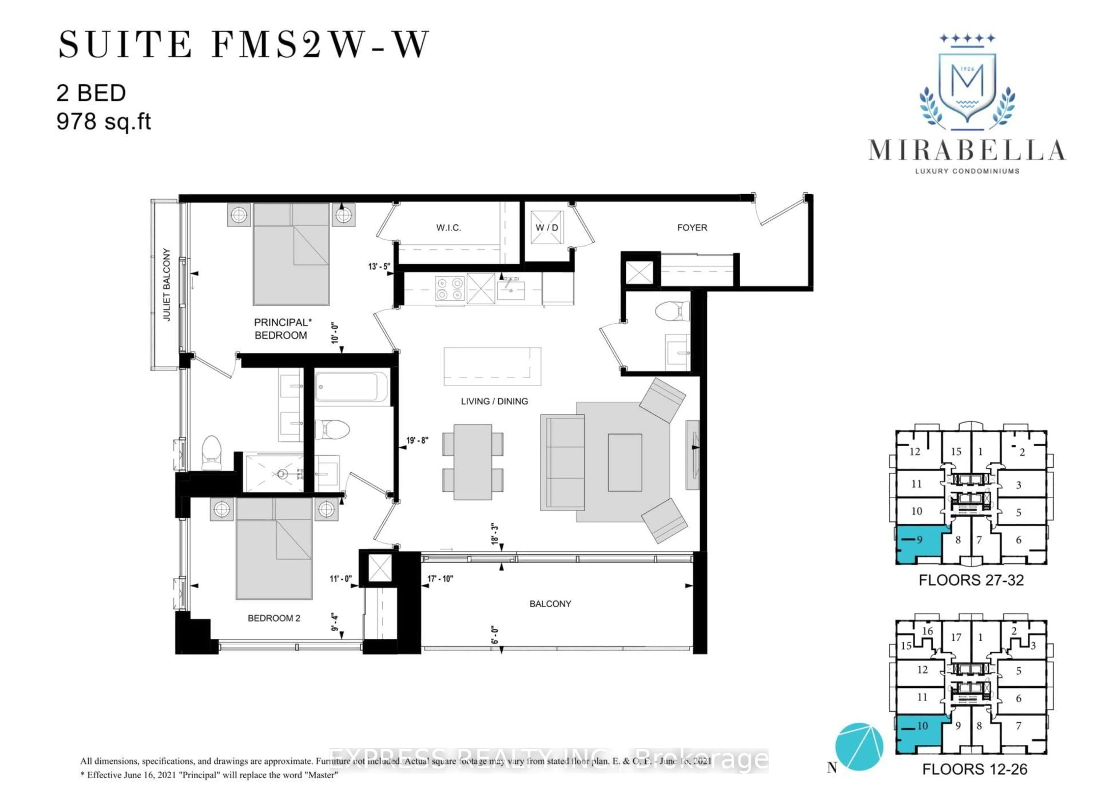 Floor plan for 1926 Lake Shore Blvd #2807, Toronto Ontario M6S 1A1