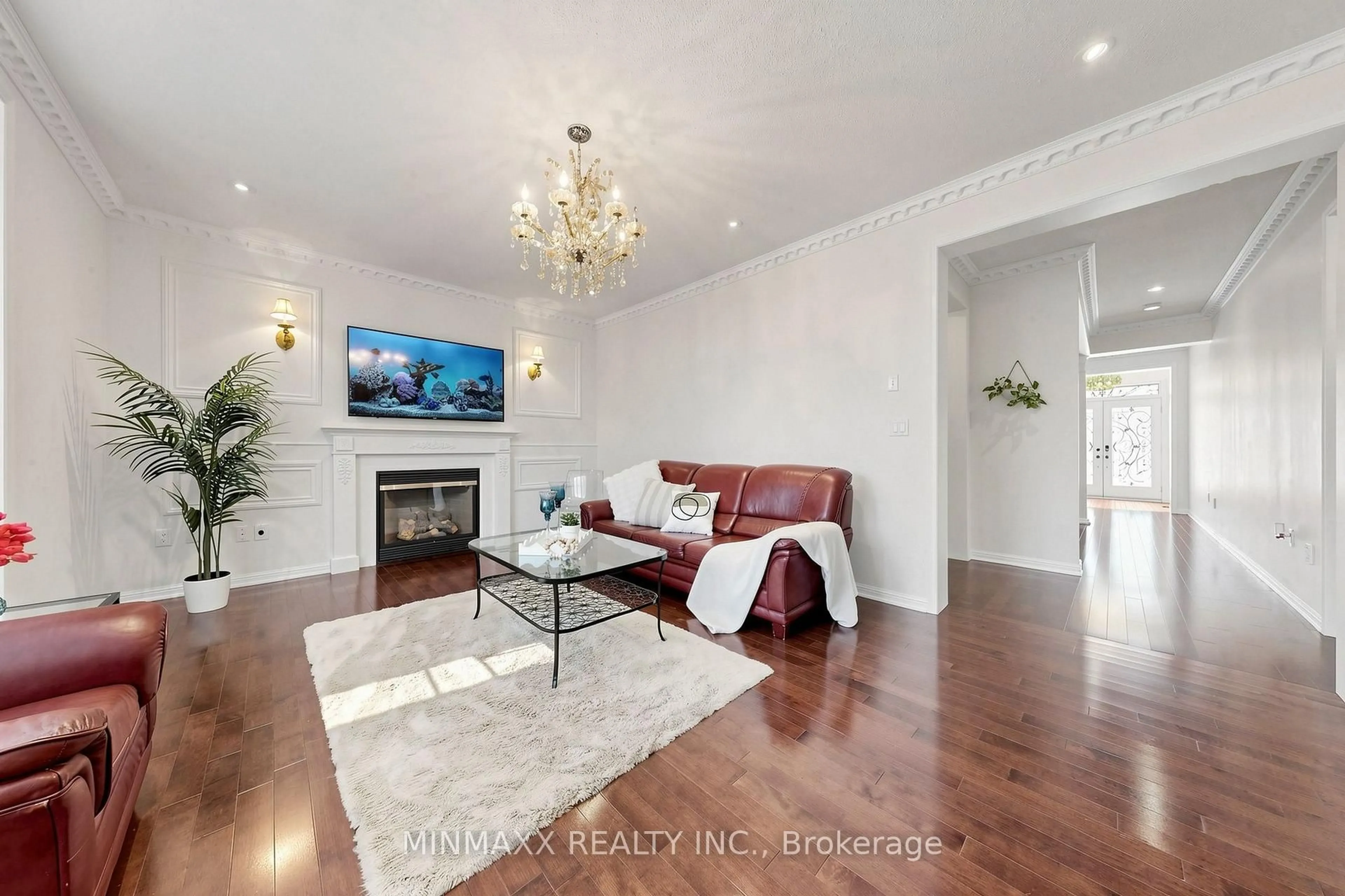 Living room with furniture, wood/laminate floor for 1527 Morse Pl, Milton Ontario L9T 5V5