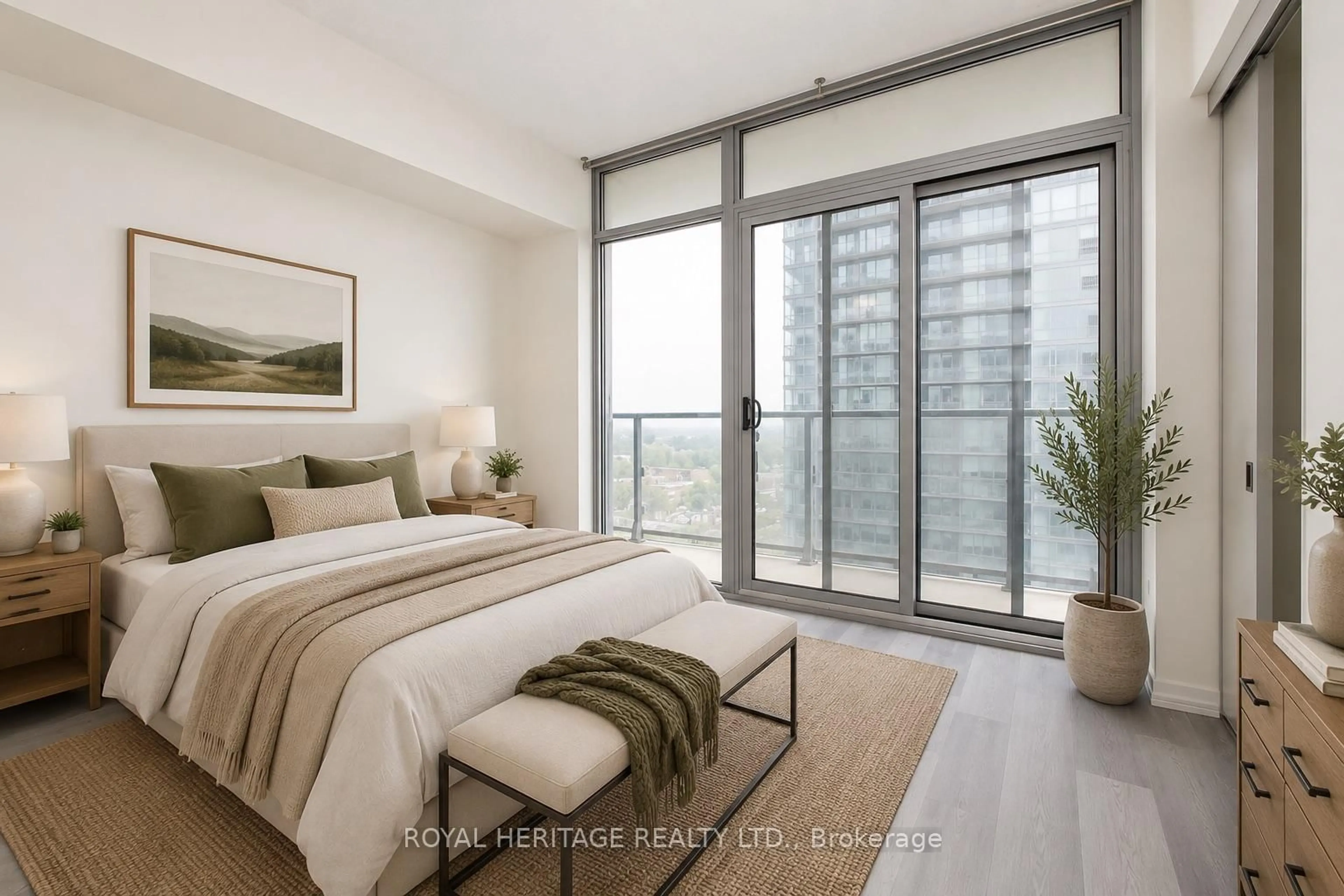 Bedroom with bed, unknown for 105 Queensway Ave #1216, Toronto Ontario M6S 5B5