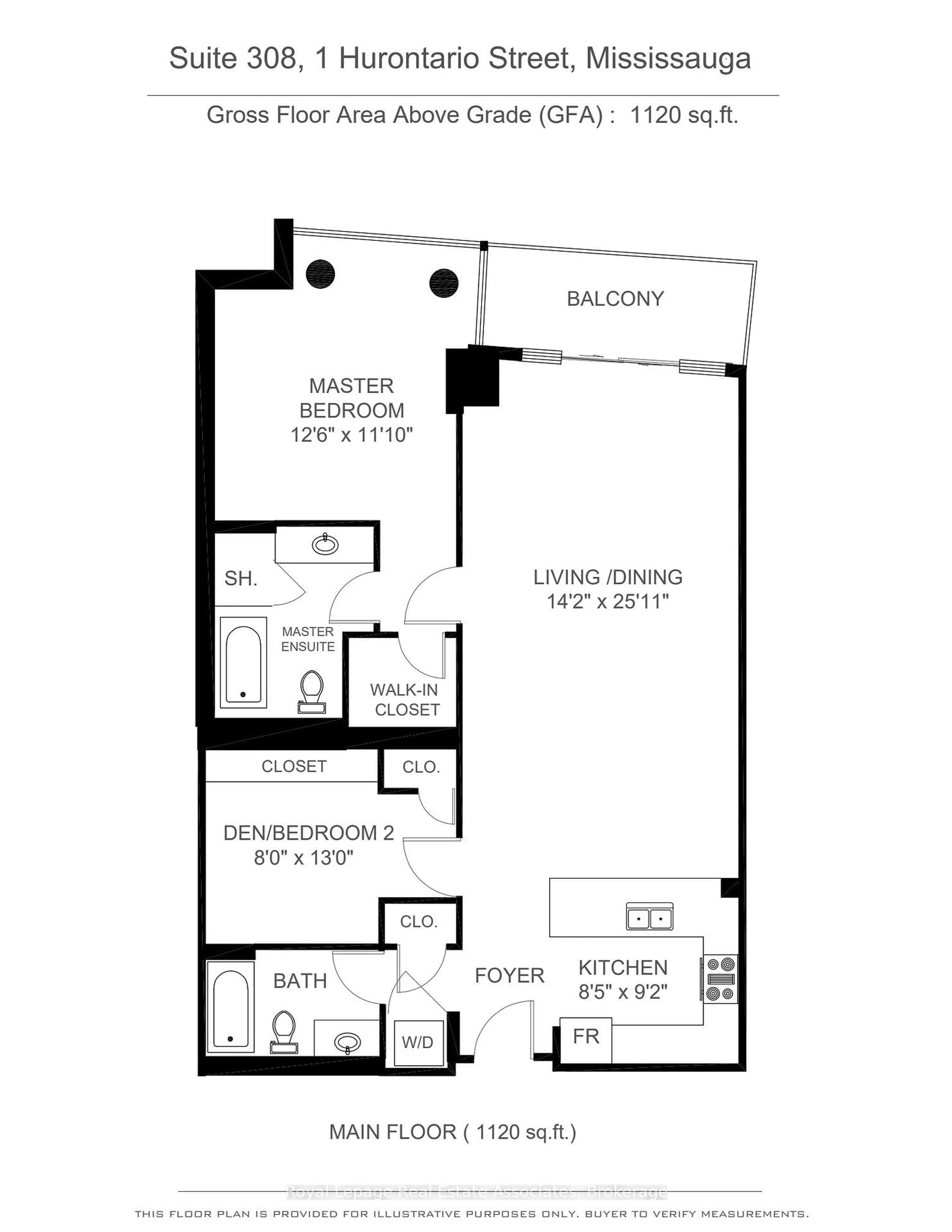 Floor plan for 1 Hurontario St #308, Mississauga Ontario L5G 0A3
