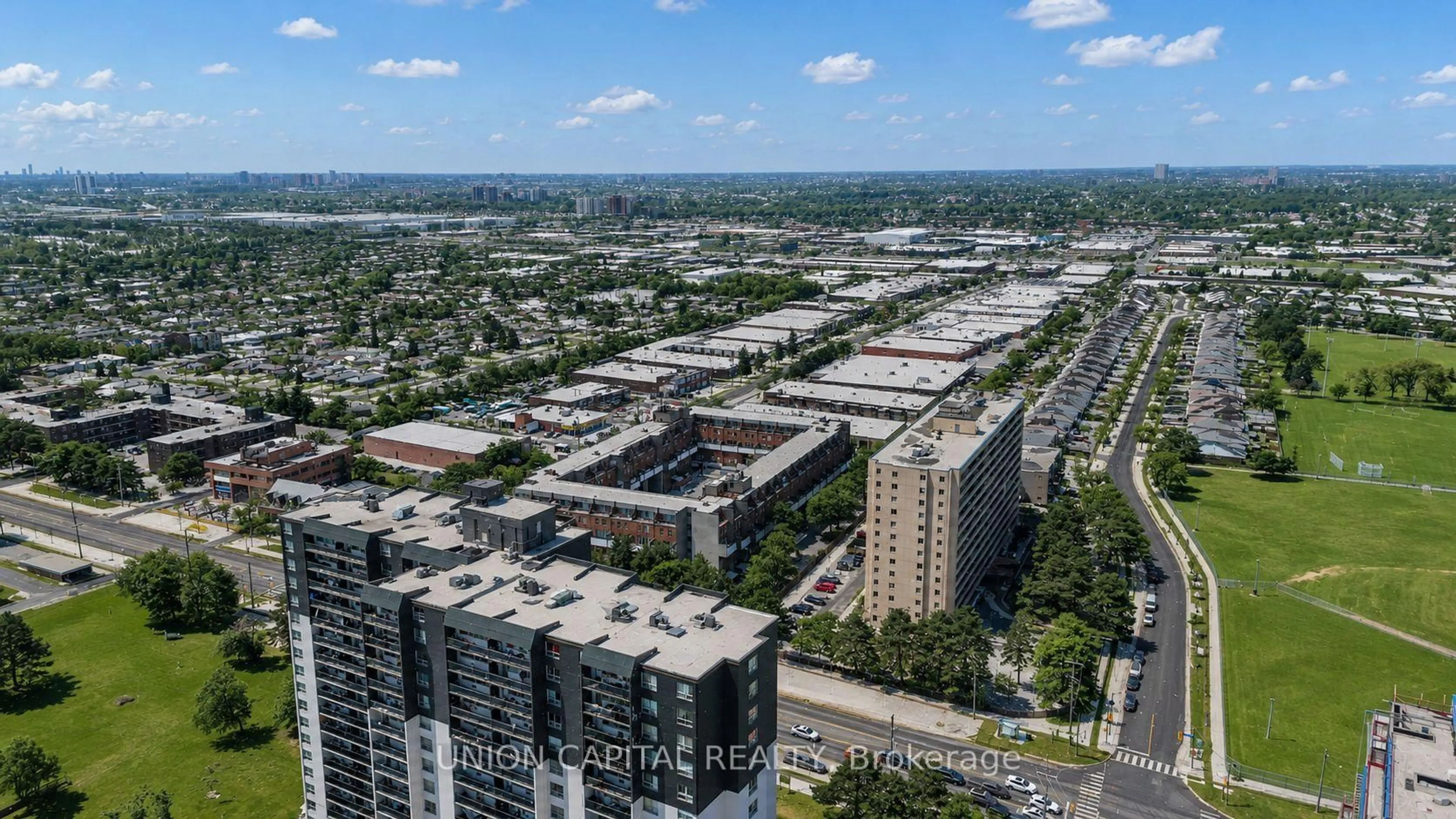 A pic from outside/outdoor area/front of a property/back of a property/a pic from drone, city buildings view from balcony for 10 Eddystone Ave #126, Toronto Ontario M3N 2T2