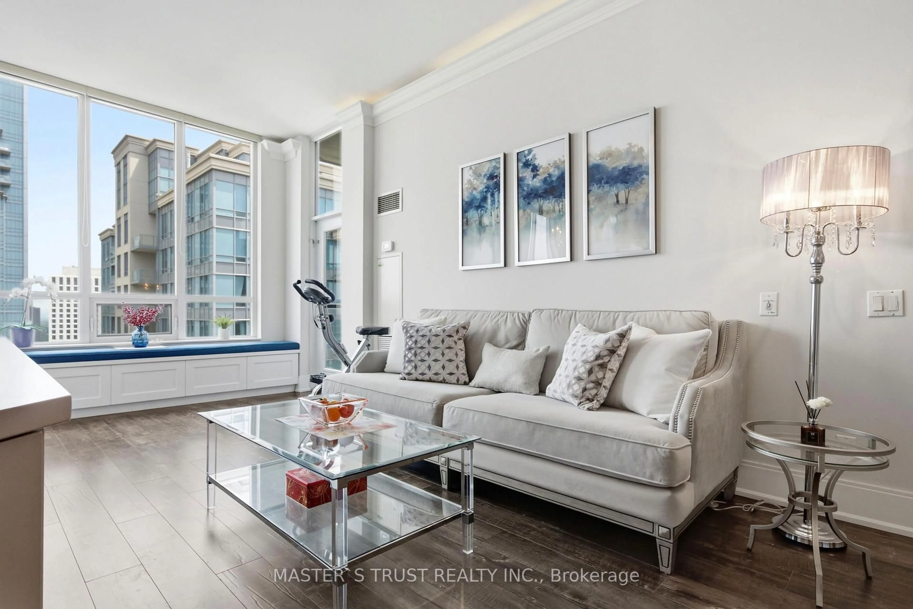 Living room with furniture, unknown for 35 Viking Lane #2844, Toronto Ontario M9B 0A2