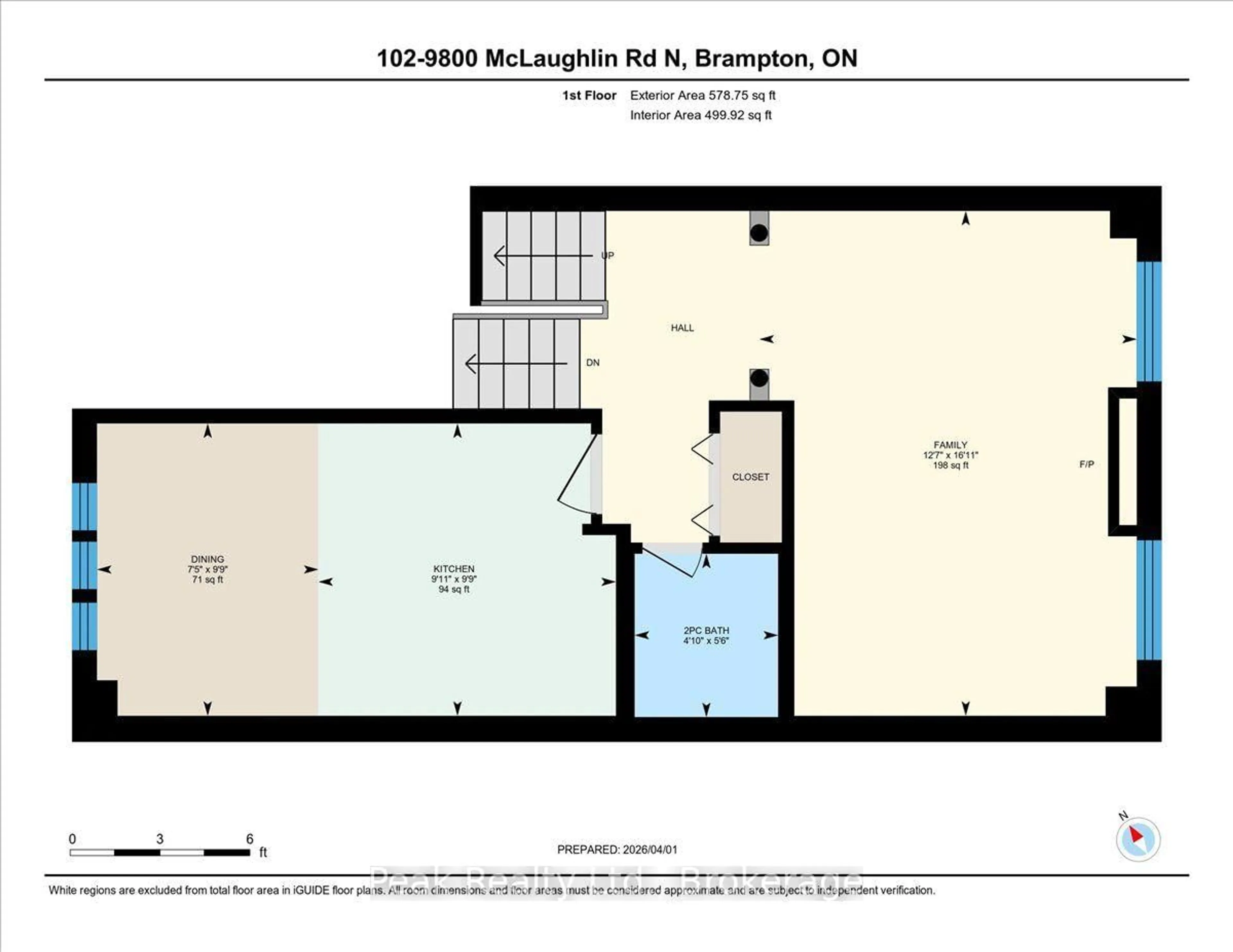 Floor plan for 9800 McLaughlin Rd #102, Brampton Ontario L6X 4R1