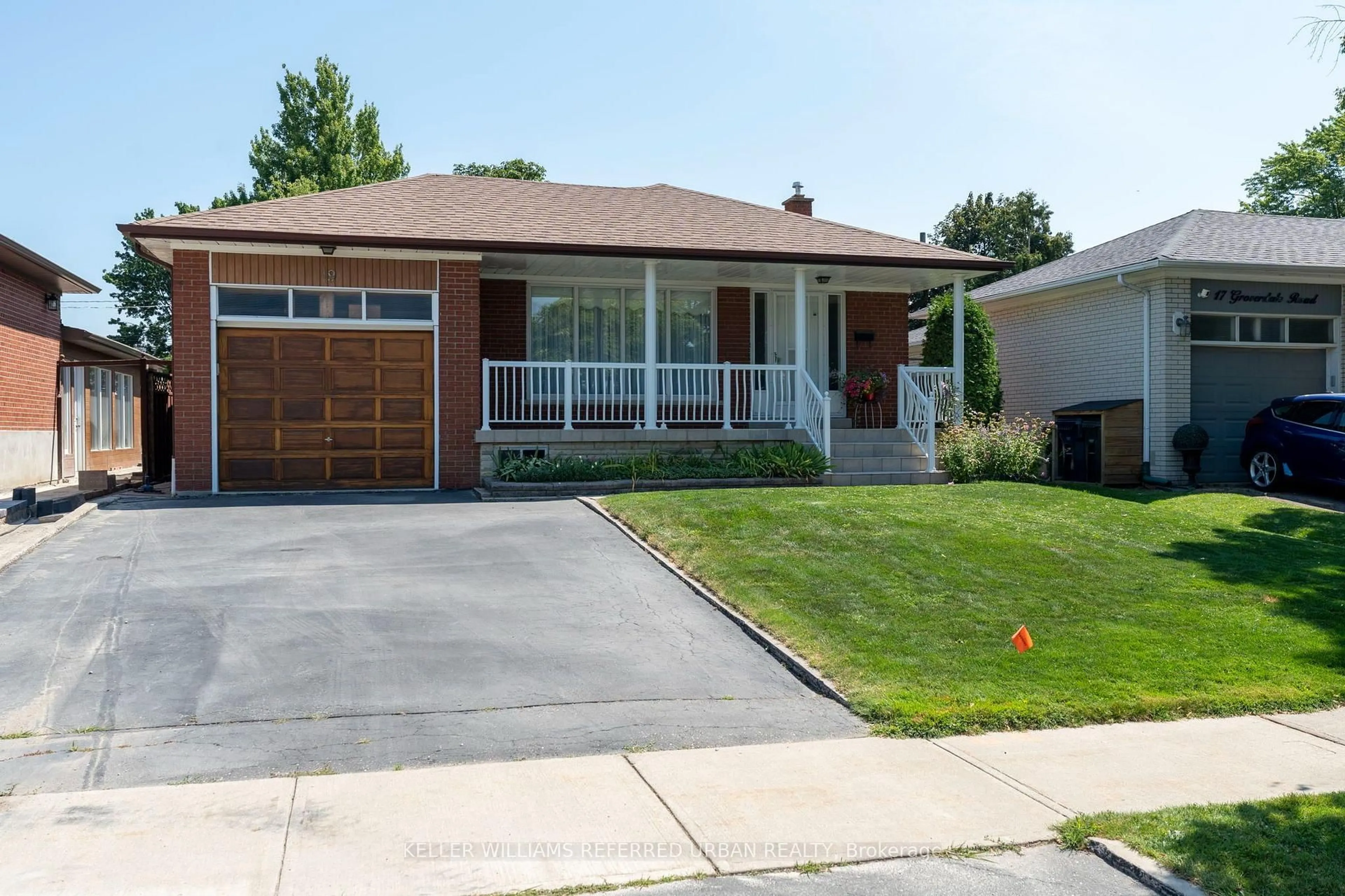 Home with brick exterior material, street for 19 Groverdale Rd, Toronto Ontario M9C 3M7