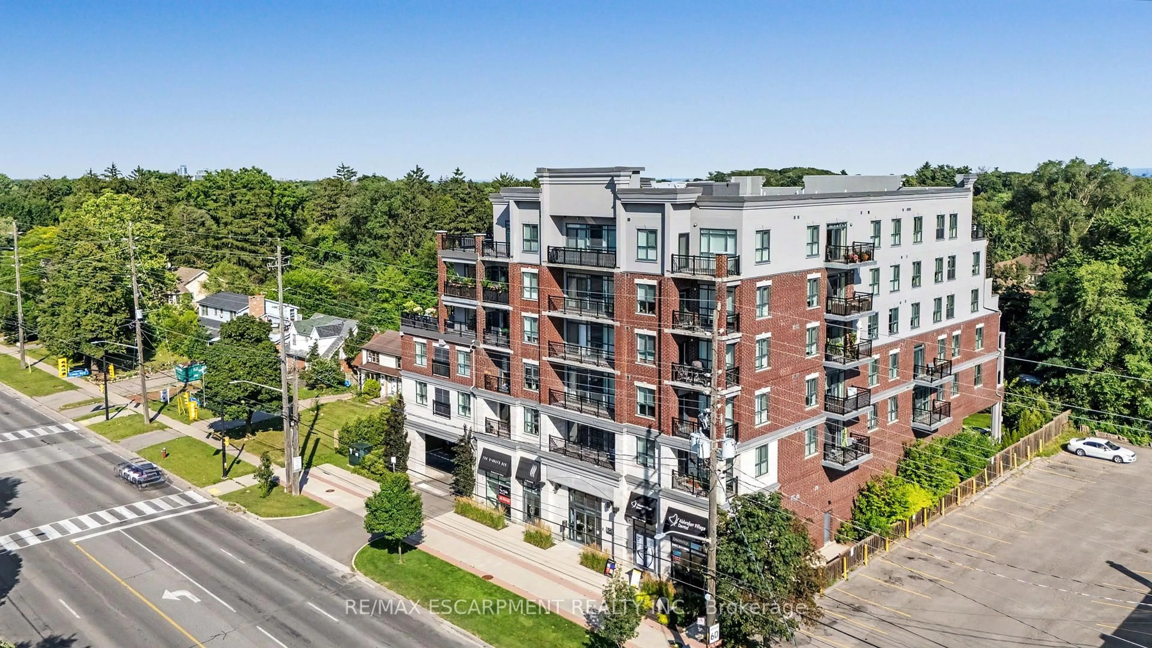 A pic from outside/outdoor area/front of a property/back of a property/a pic from drone, city buildings view from balcony for 34 Plains Rd #206, Burlington Ontario L7T 0B9