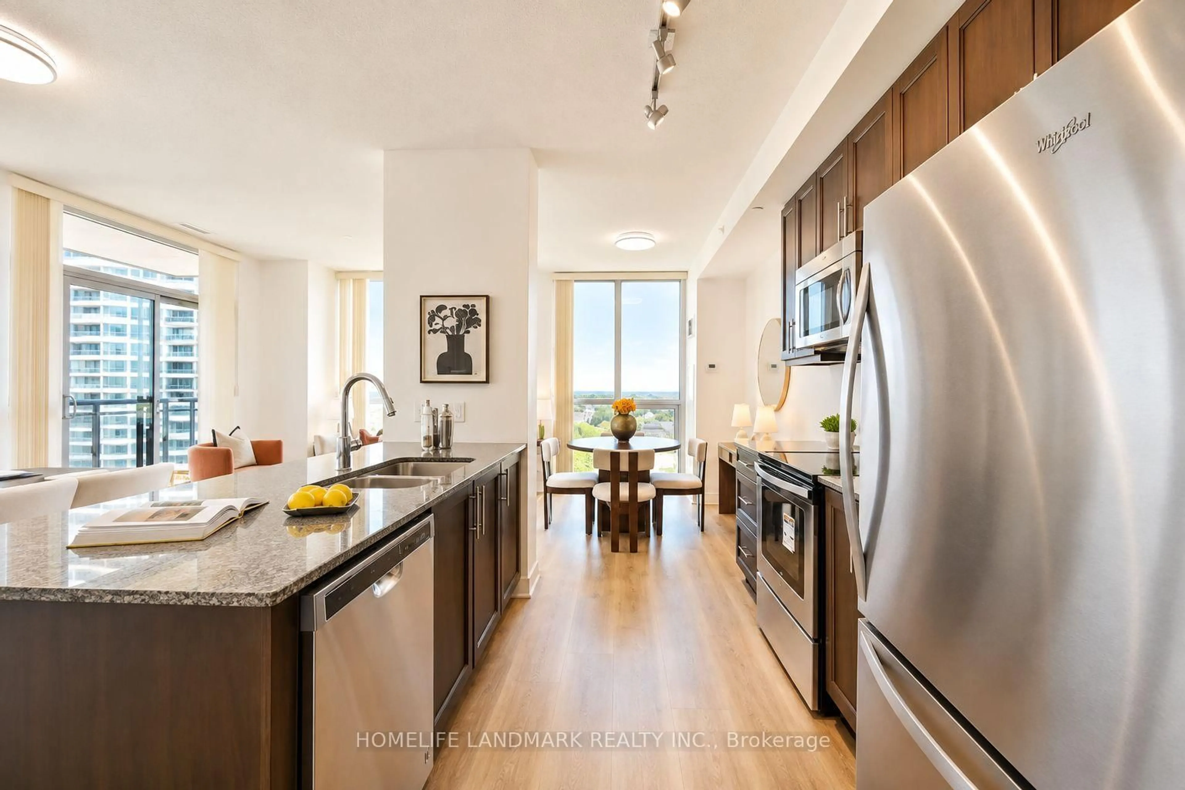 Open concept kitchen, ceramic/tile floor for 3975 Grand Park Dr #702, Mississauga Ontario L5B 0K4