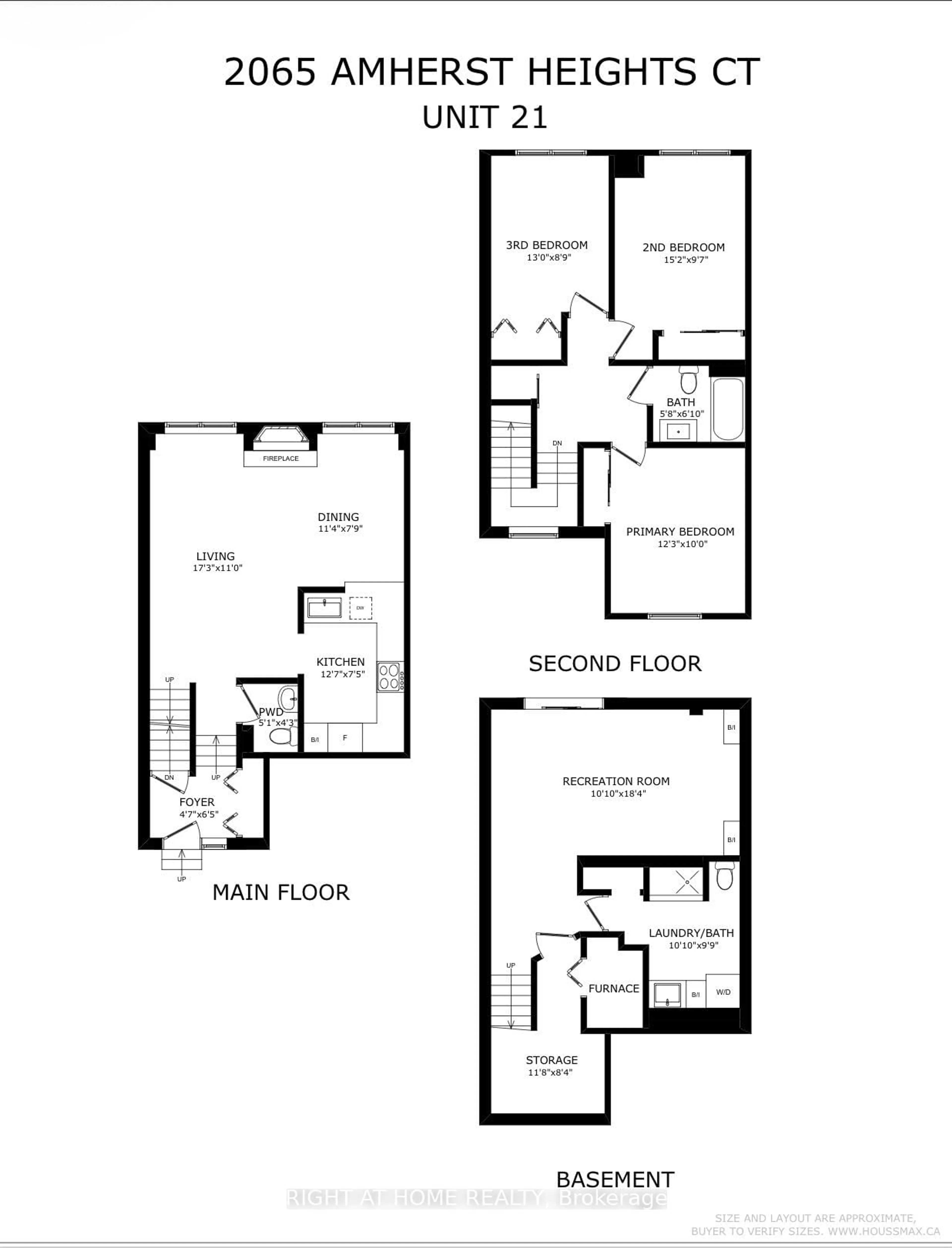 Floor plan for 2065 Amherst Heights Crt #21, Burlington Ontario L7P 4R8