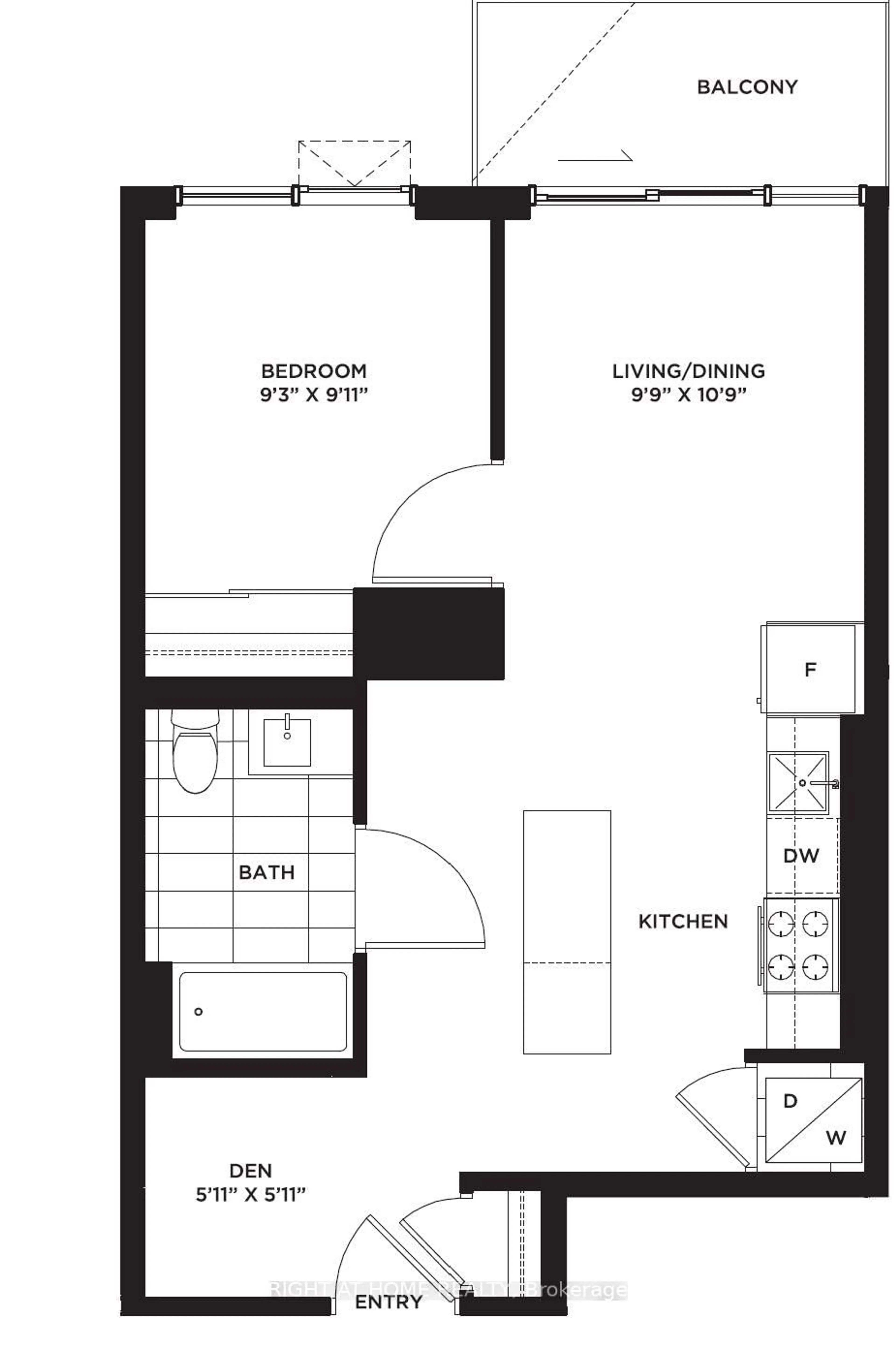 Floor plan for 4065 Confederation Pkwy #602, Mississauga Ontario L5B 0L4