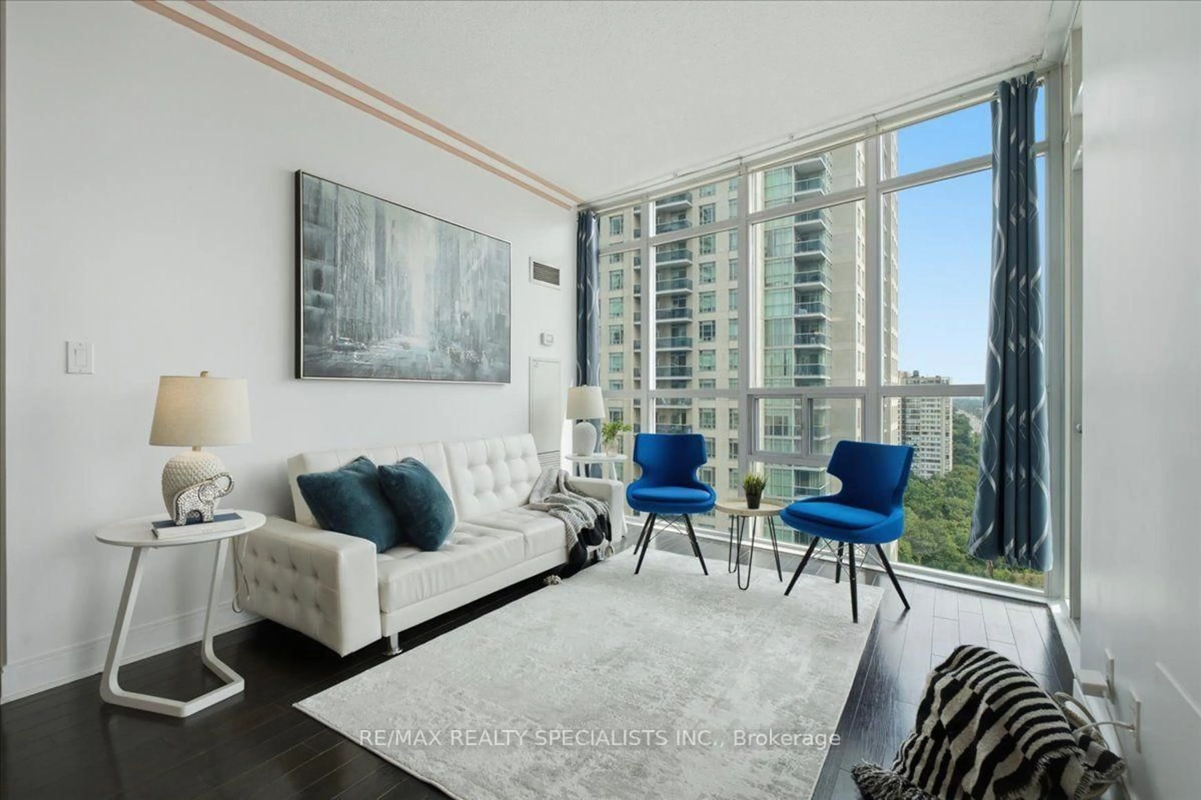 Living room with furniture, unknown for 70 Absolute Ave #1503, Mississauga Ontario L4Z 0A4