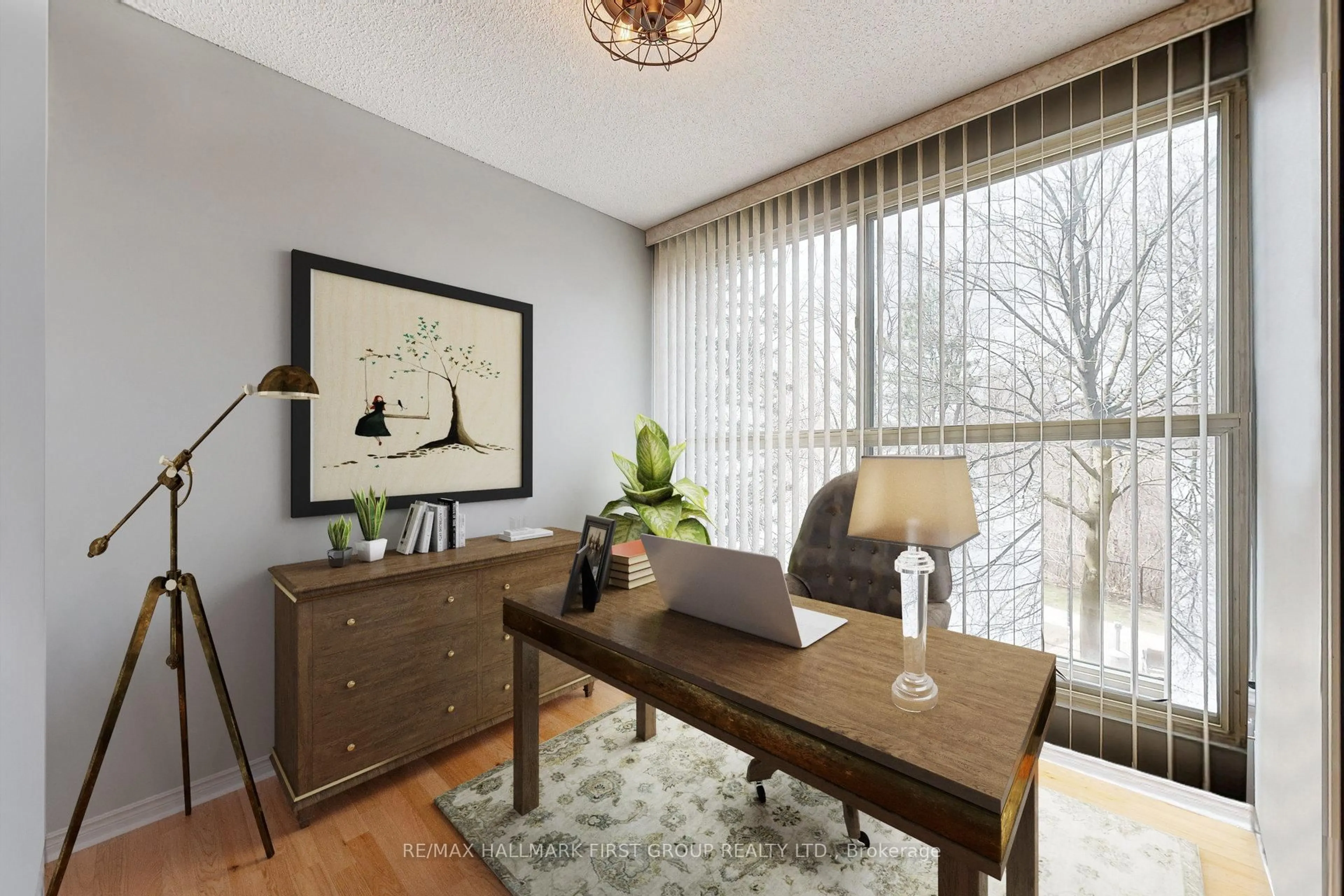 Living room with furniture, wood/laminate floor for 8351 McLaughlin Rd #218, Brampton Ontario L6Y 4H8
