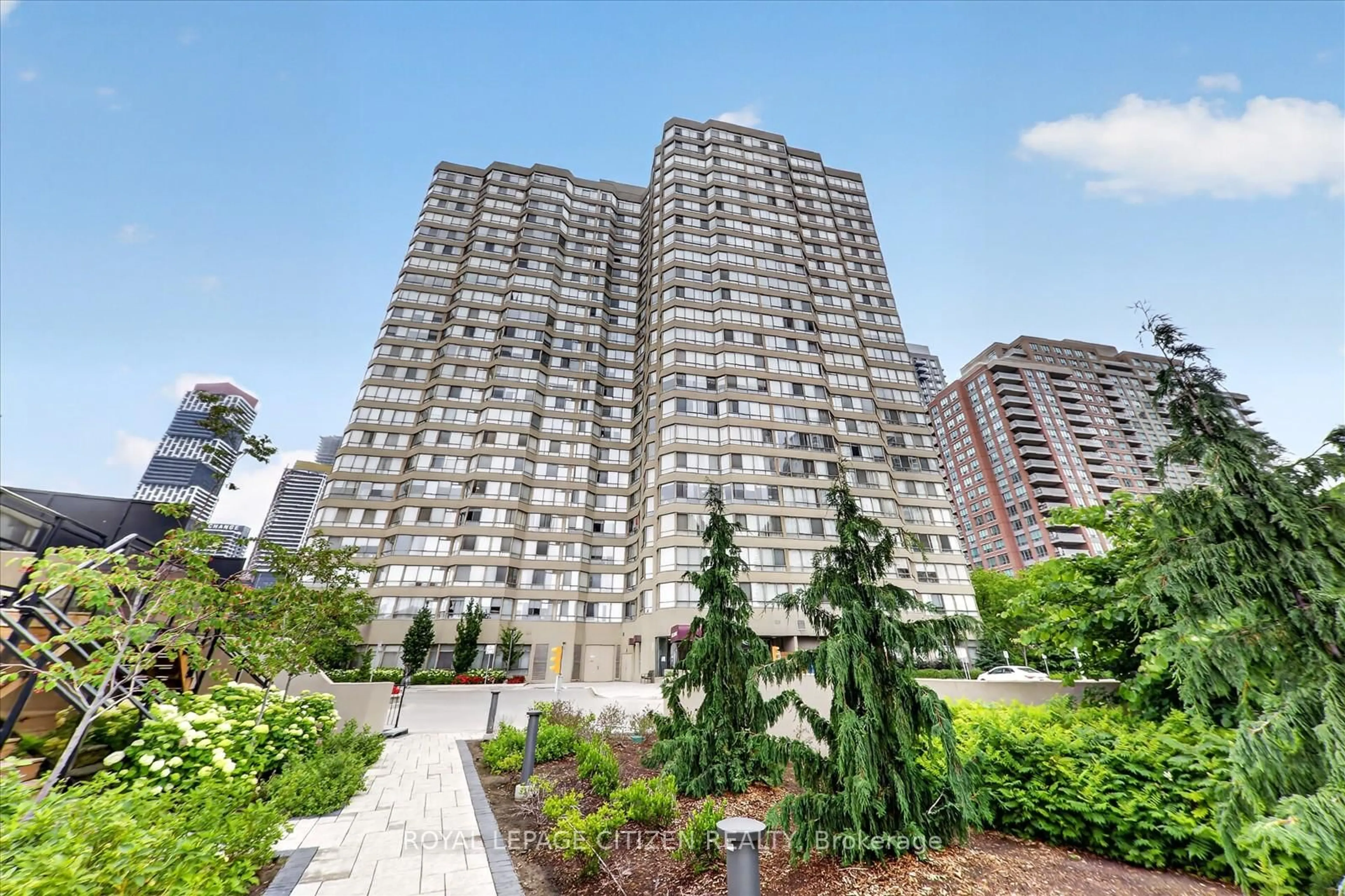Patio, city buildings view from balcony for 3605 Kariya Dr #907, Mississauga Ontario L5B 3J4