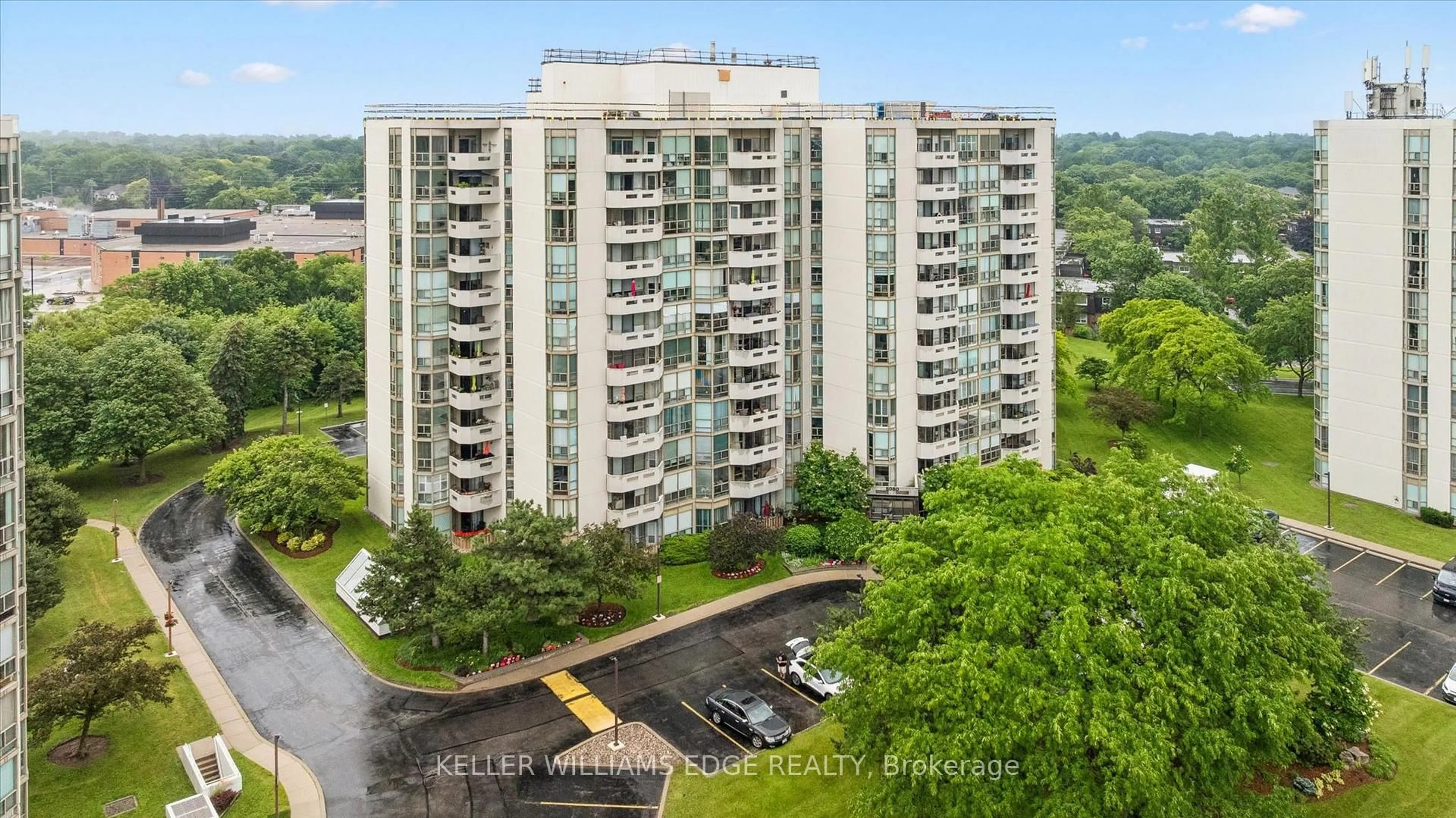 A pic from outside/outdoor area/front of a property/back of a property/a pic from drone, city buildings view from balcony for 5080 Pinedale Ave #1105, Burlington Ontario L5L 5V7