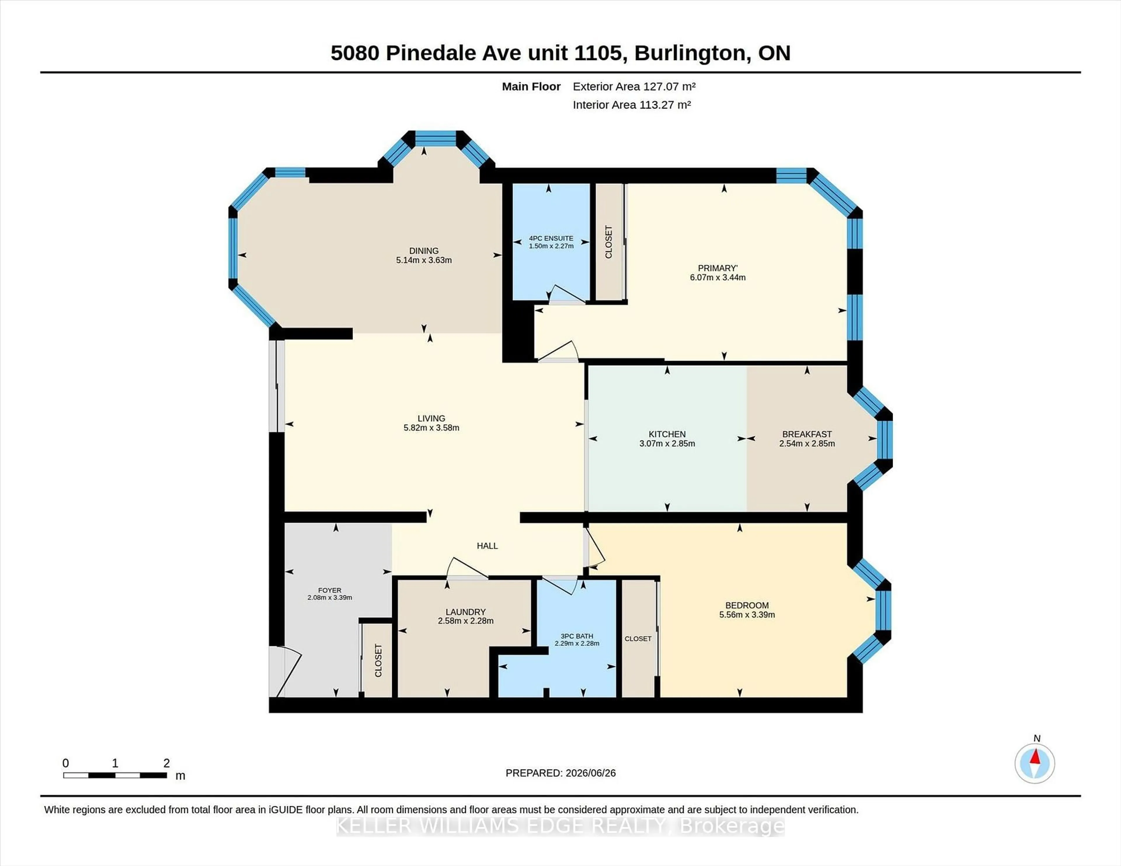 Floor plan for 5080 Pinedale Ave #1105, Burlington Ontario L5L 5V7