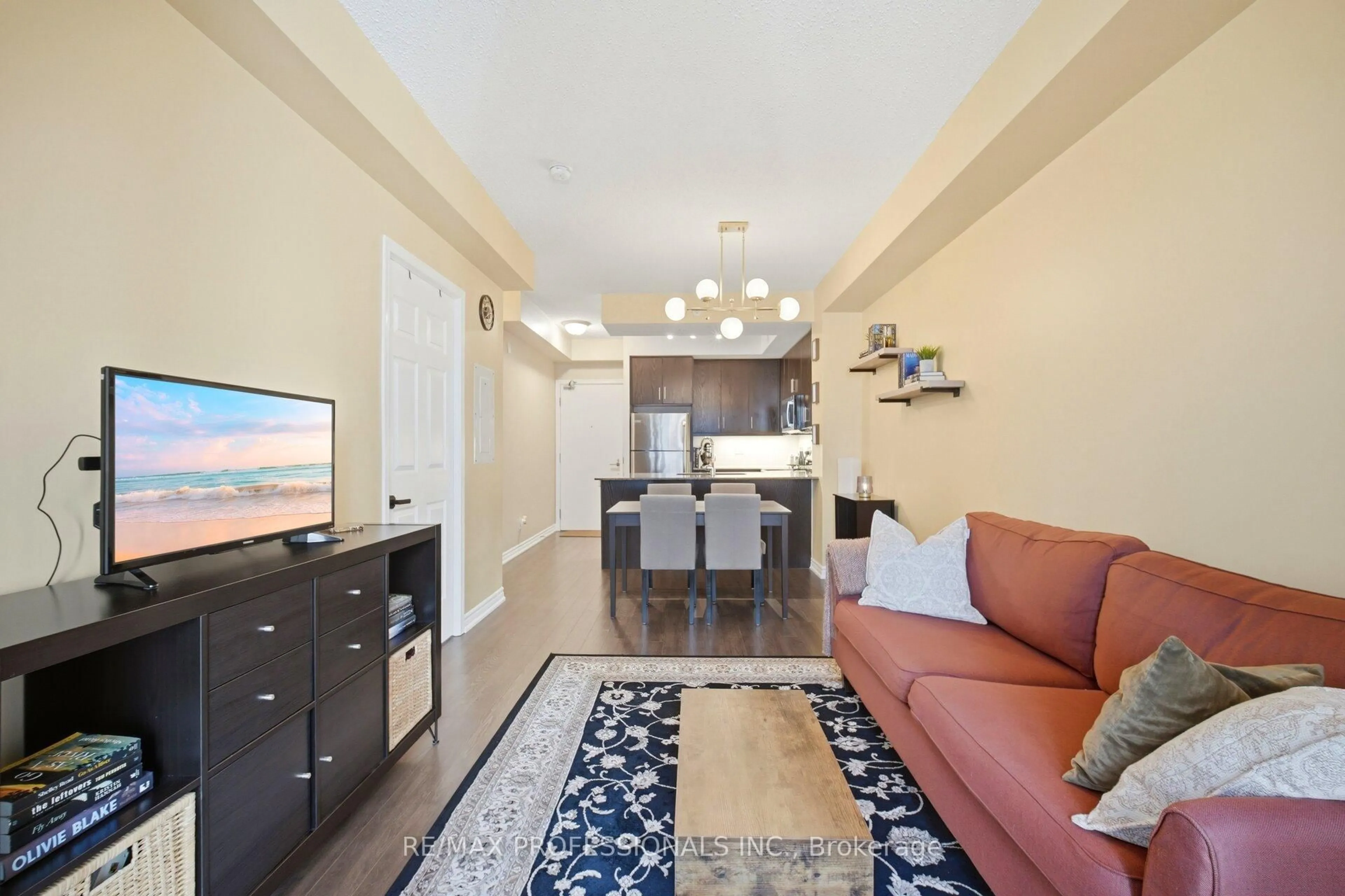 Living room with furniture, unknown for 15 James Finlay Way #922, Toronto Ontario M3M 0B3