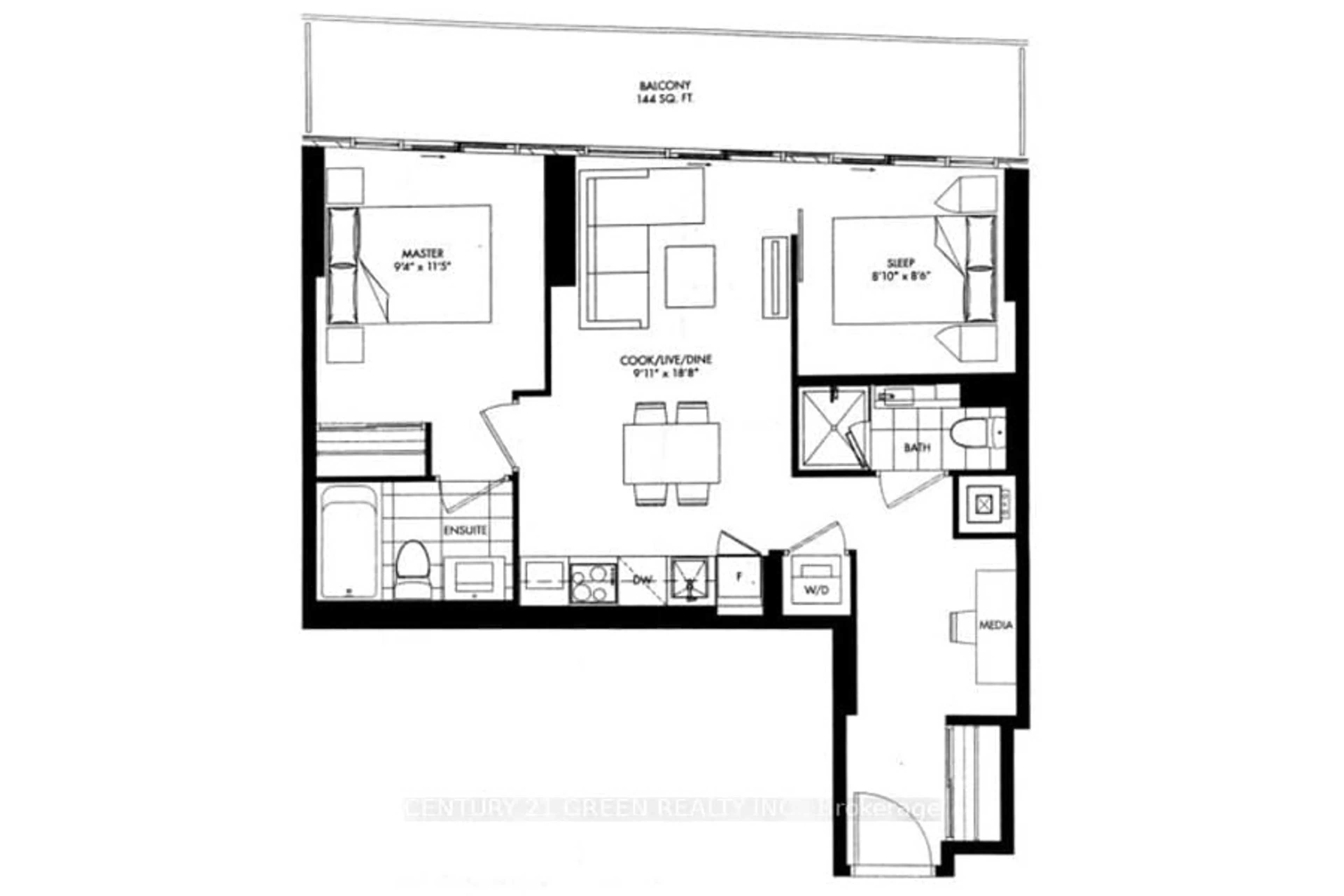 Floor plan for 3900 Confederation Pkwy #2301, Mississauga Ontario L5B 0M3