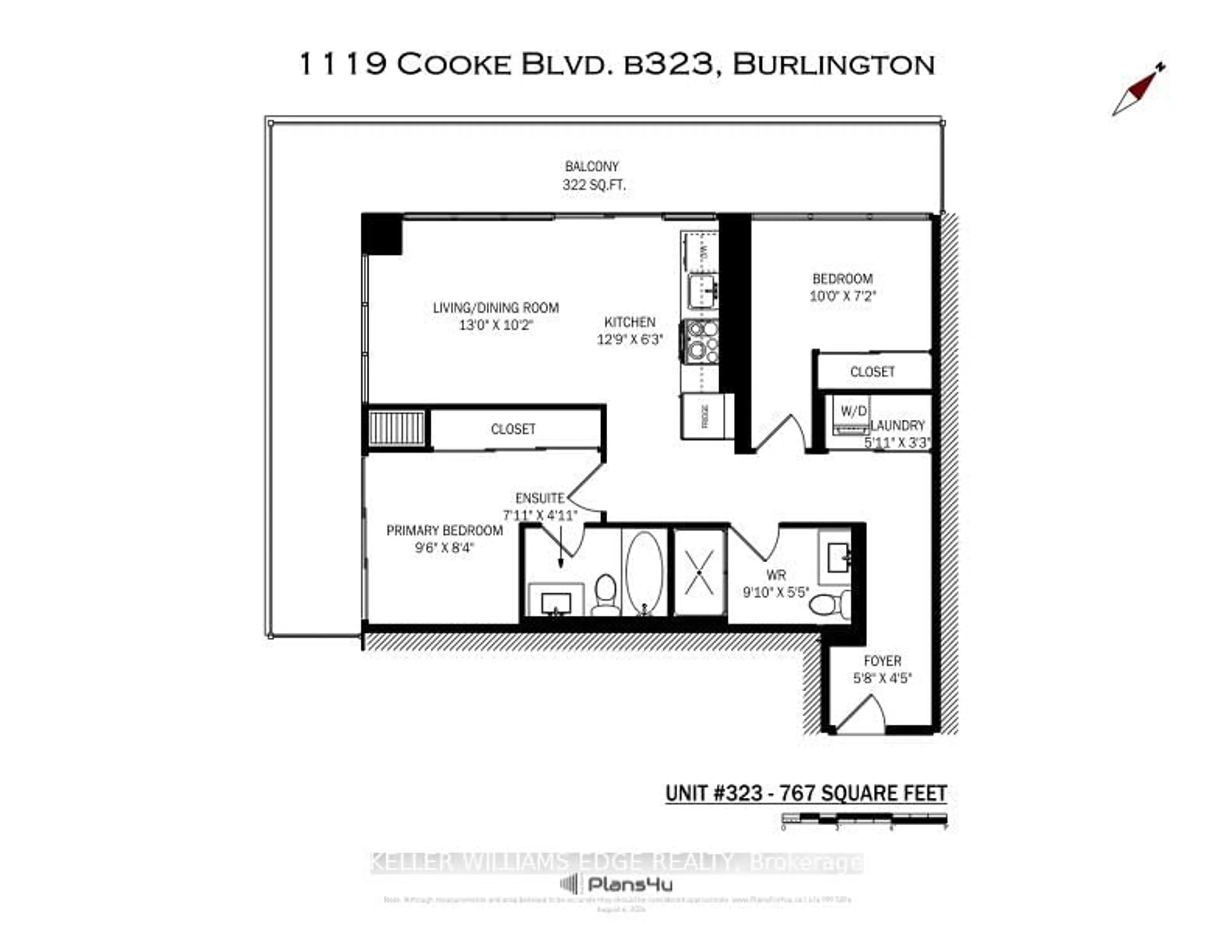 Floor plan for 1119 Cooke Blvd #B323, Burlington Ontario L7Y 0C7
