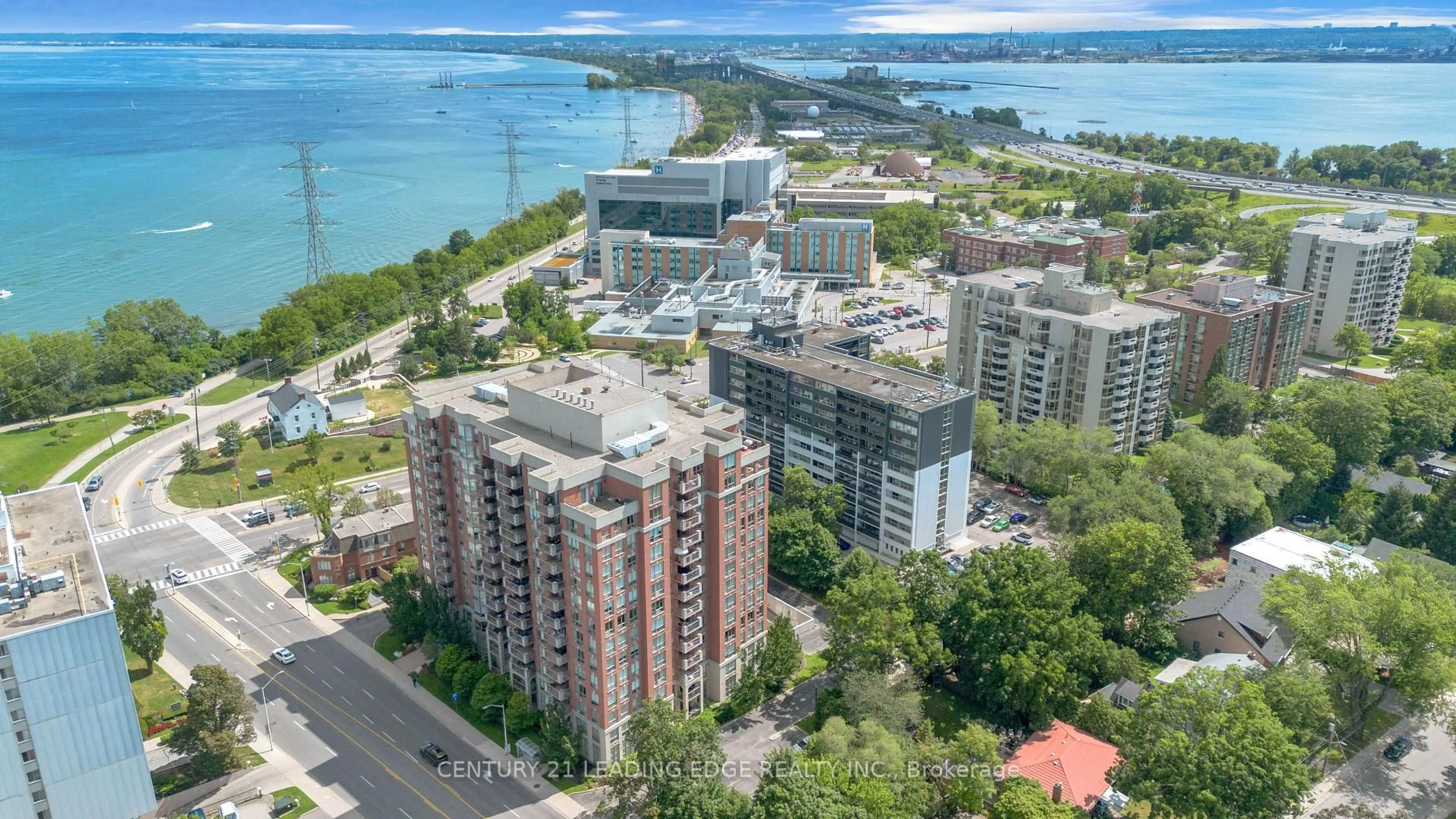 A pic from outside/outdoor area/front of a property/back of a property/a pic from drone, city buildings view from balcony for 442 Maple Ave Ave #403, Burlington Ontario L7S 2L7
