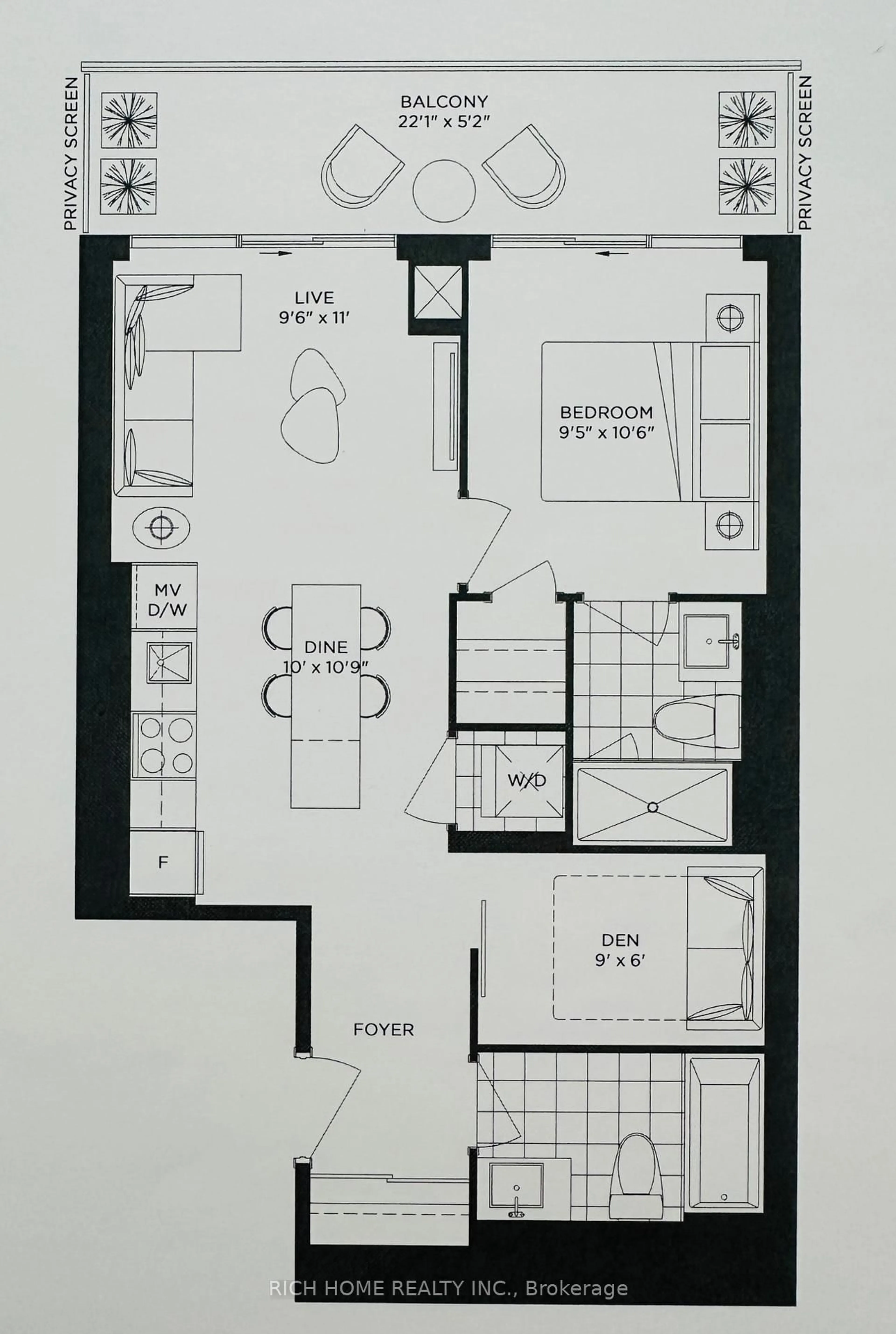 Floor plan for 70 Annie craig Dr #1506, Toronto Ontario M8V 0G2