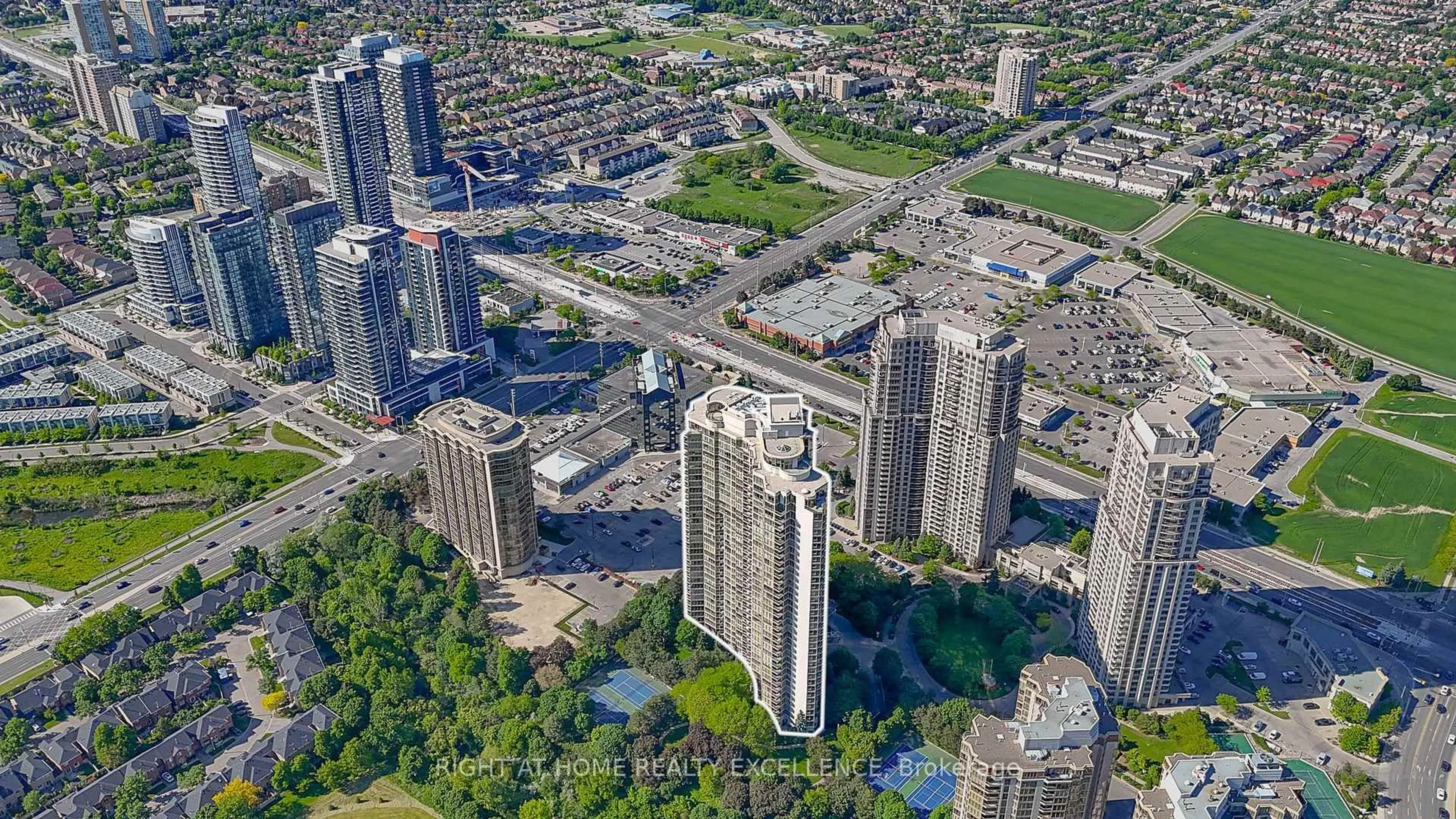 A pic from outside/outdoor area/front of a property/back of a property/a pic from drone, street for 45 Kingsbridge Garden Circ #2410, Mississauga Ontario L5R 3K4