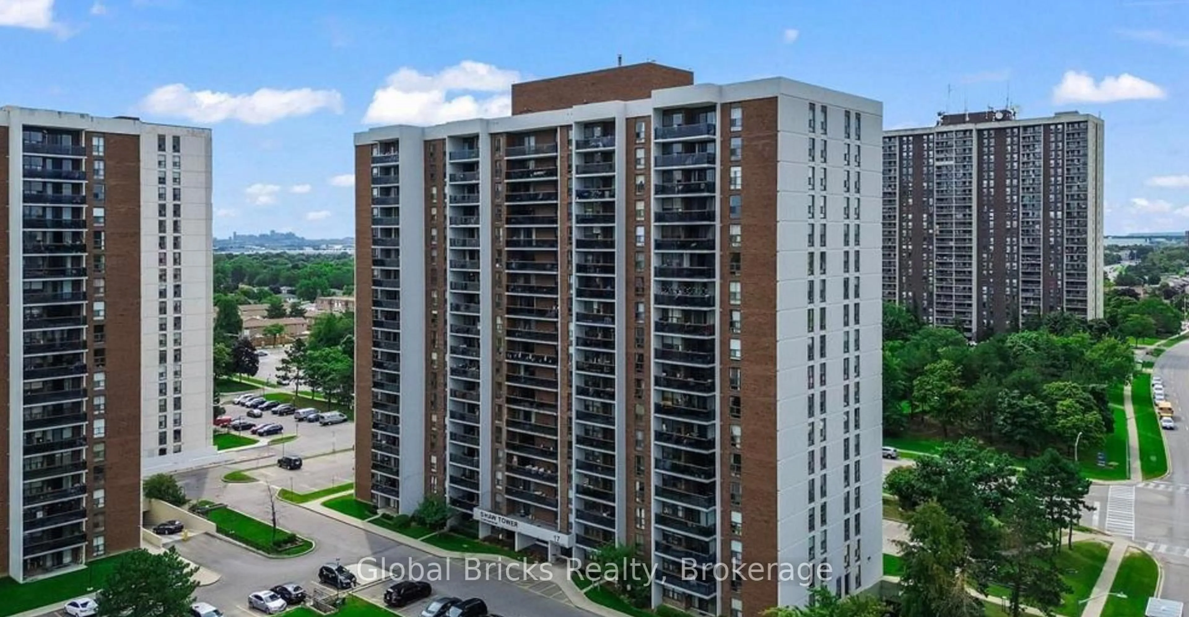 A pic from outside/outdoor area/front of a property/back of a property/a pic from drone, city buildings view from balcony for 17 Knightsbridge Rd #1103, Brampton Ontario L6T 3X9