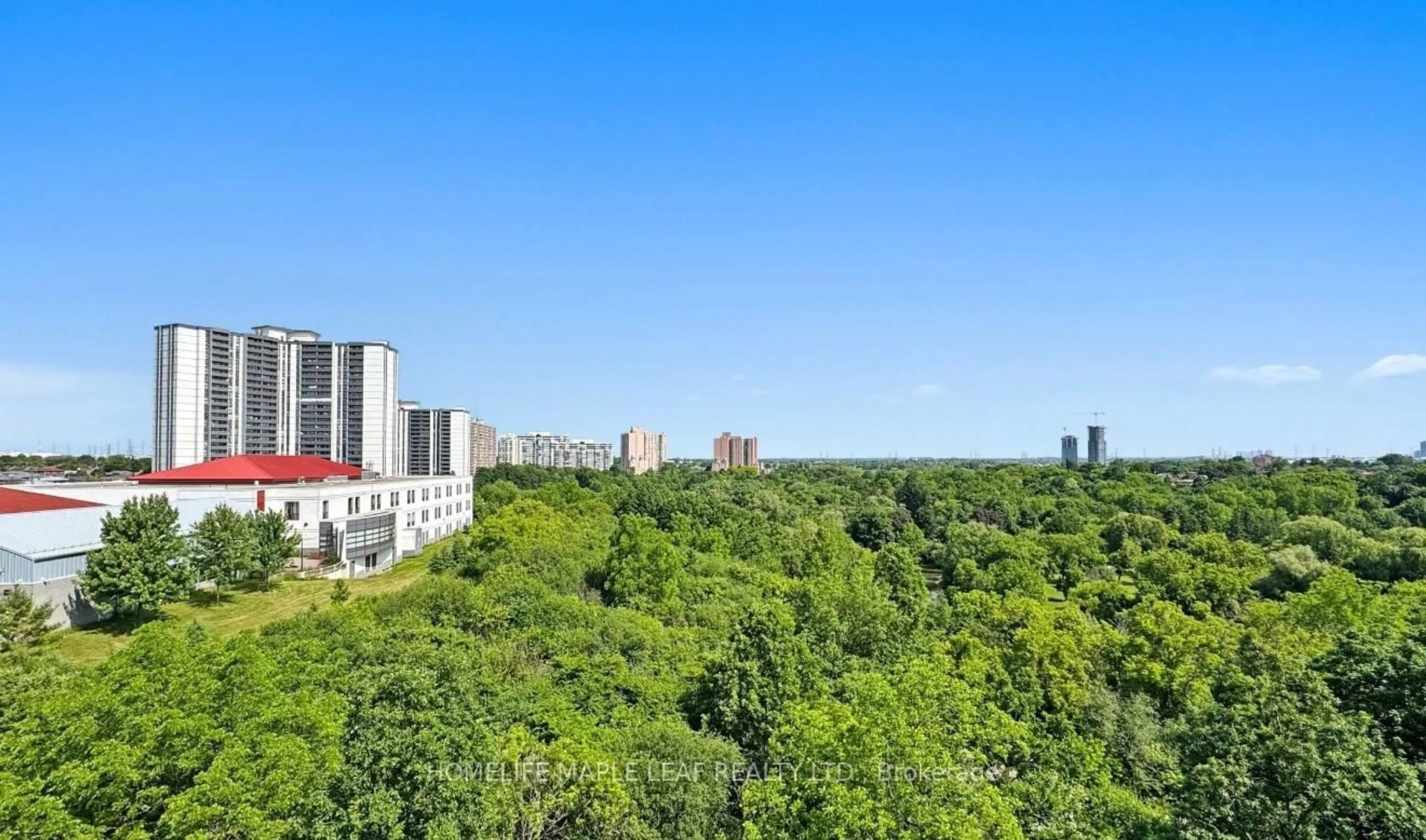 Balcony in the apartment, city buildings view from balcony for 1 Rowntree Rd #1607, Toronto Ontario M9V 5G7