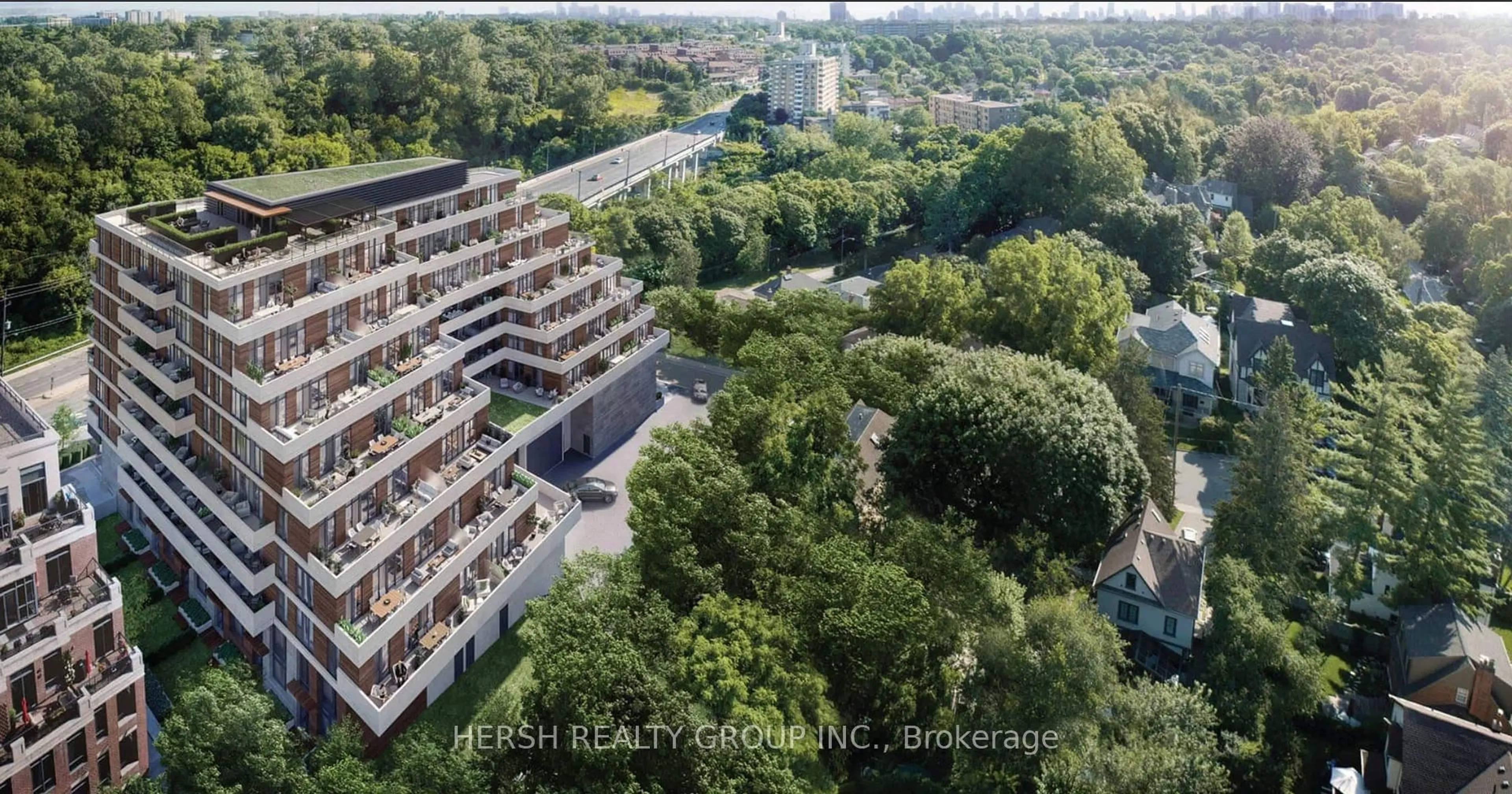 A pic from outside/outdoor area/front of a property/back of a property/a pic from drone, city buildings view from balcony for 160 Kingsway Cres #415, Toronto Ontario M8X 0B5