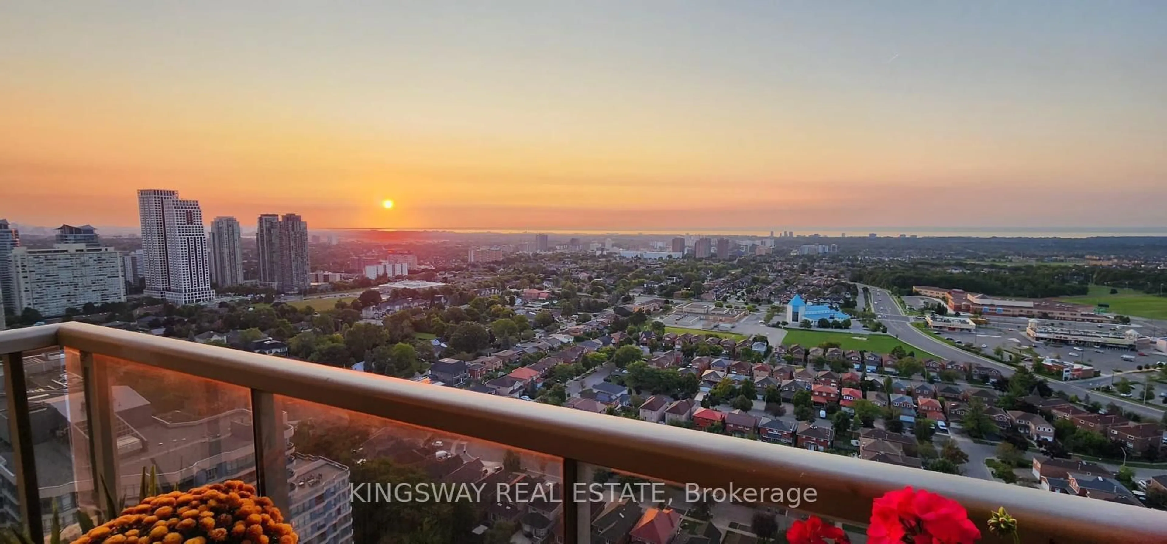 Balcony in the apartment, city buildings view from balcony for 3880 Duke of York Blvd #3009, Mississauga Ontario L5B 4M7