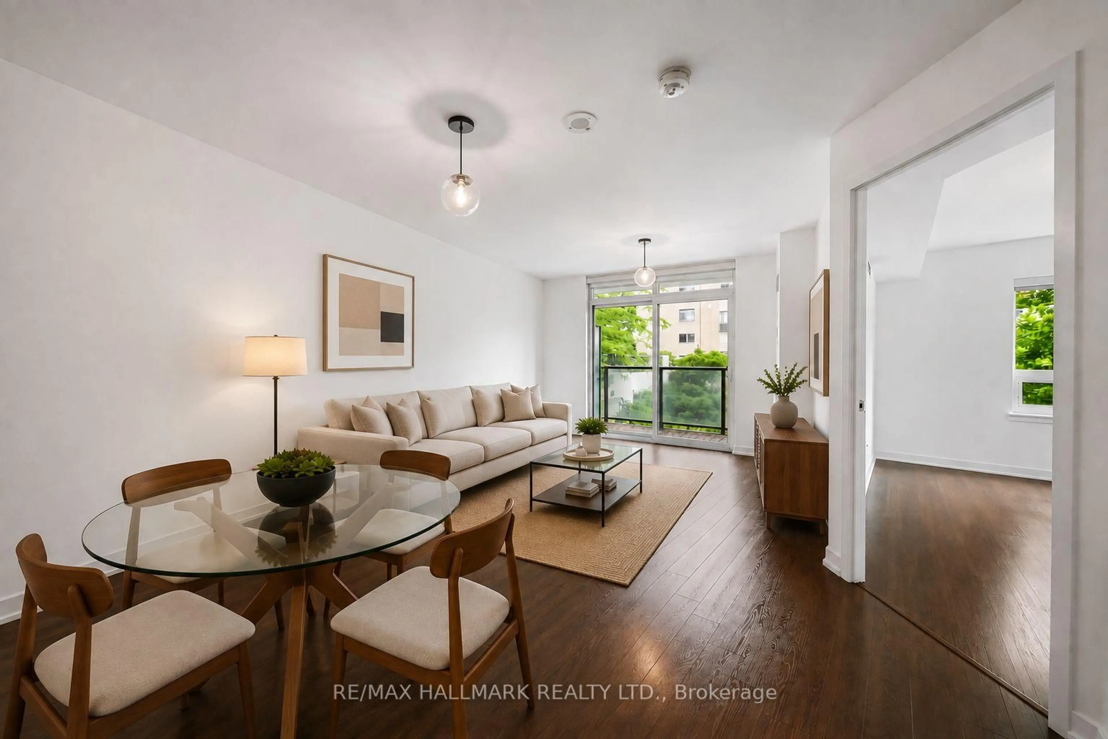 Living room with furniture, wood/laminate floor for 816 Lansdowne Ave #103, Toronto Ontario M6H 4K6