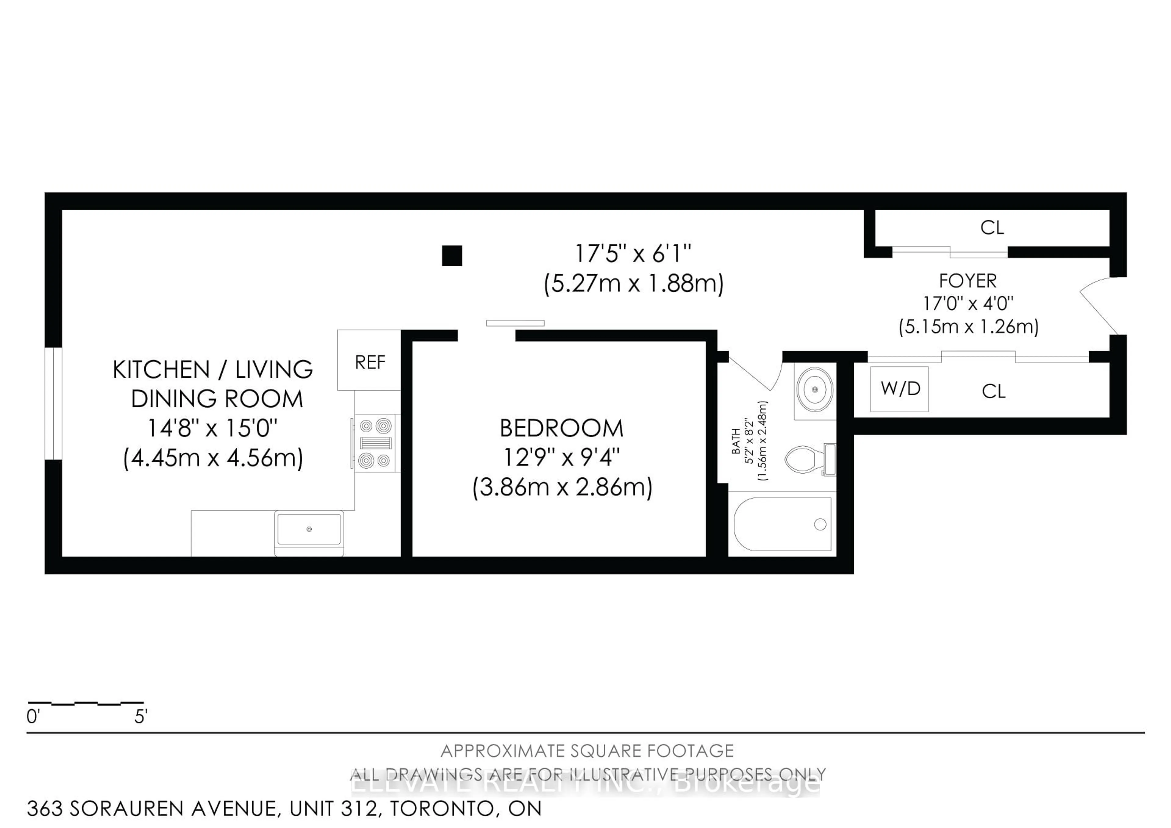 Floor plan for 363 Sorauren Ave #312, Toronto Ontario M6R 3C1