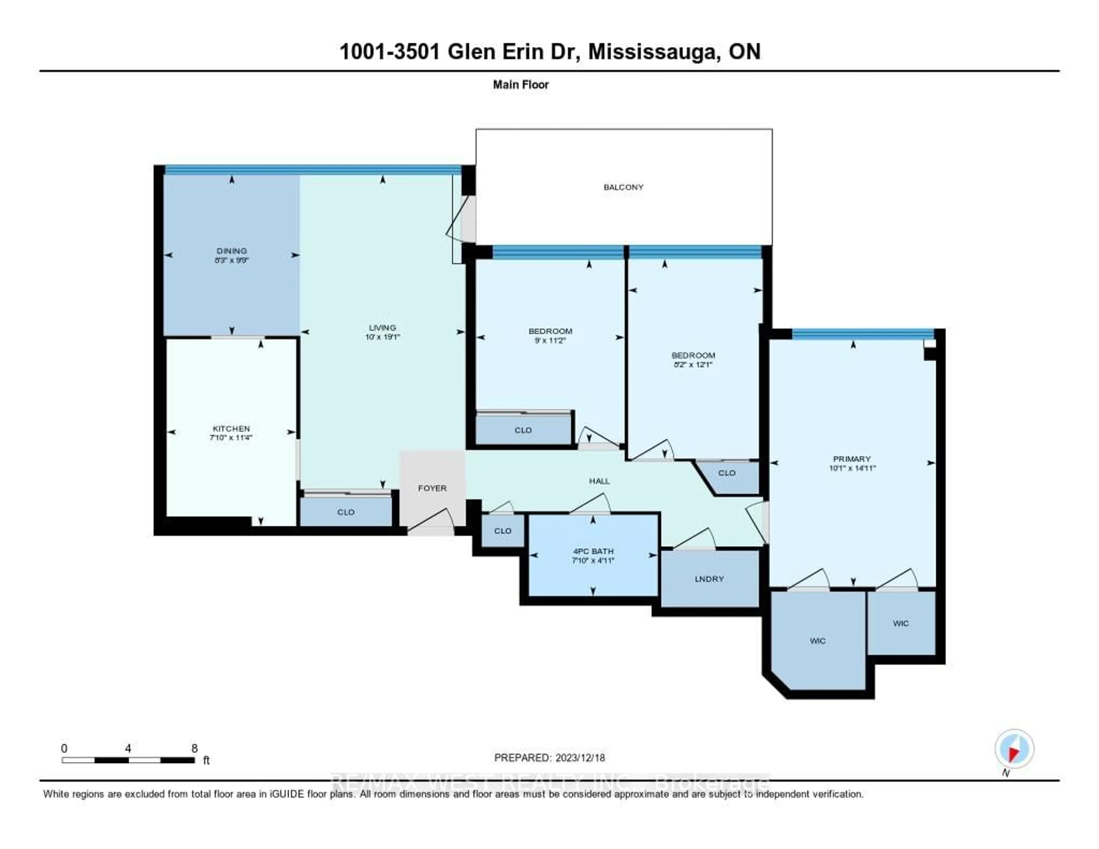 Floor plan for 3501 Glen Erin Dr #1001, Mississauga Ontario L5L 2E9
