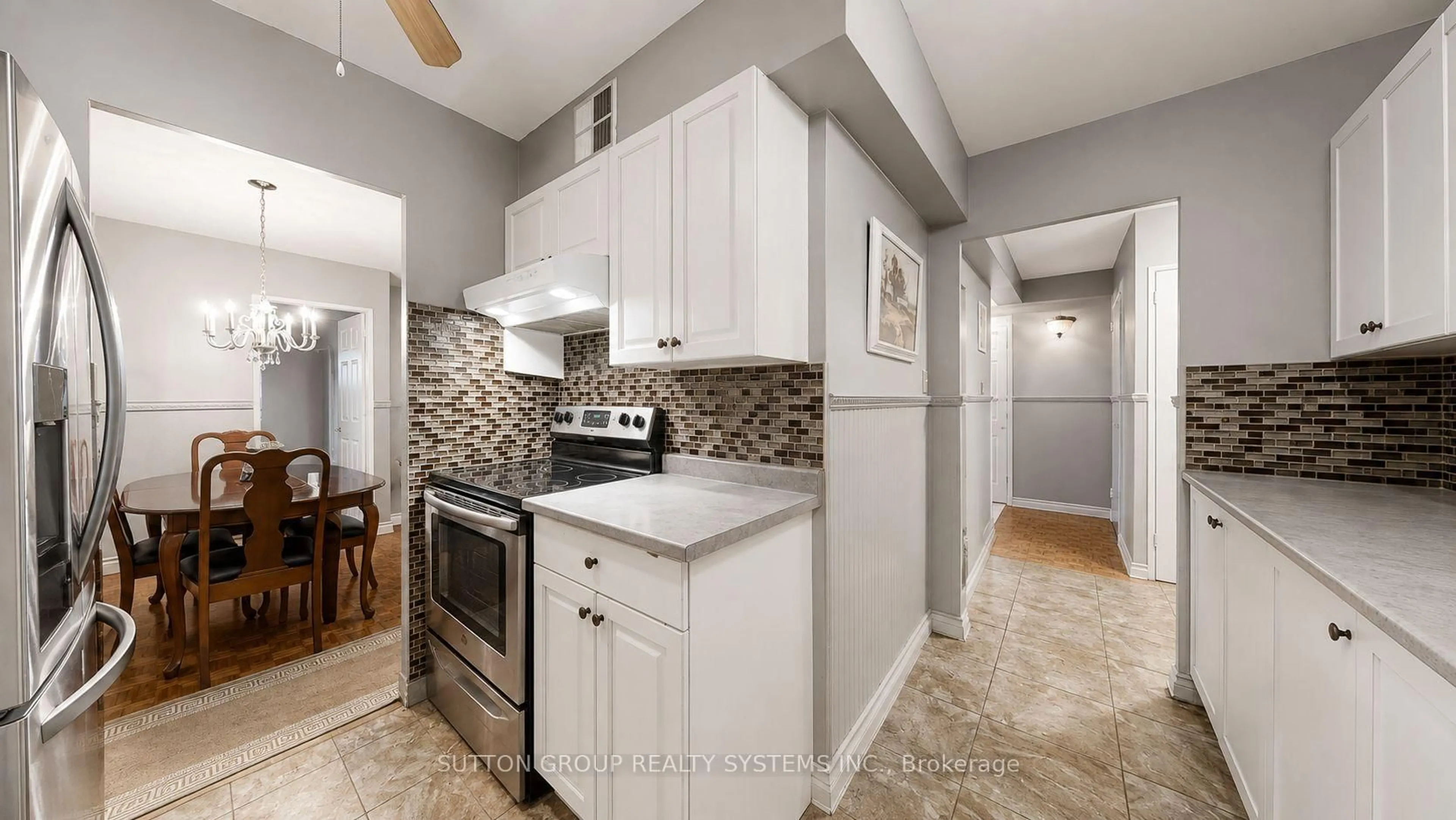 Standard kitchen, ceramic/tile floor for 85 Emmett Ave #1811, Toronto Ontario M6M 5A2