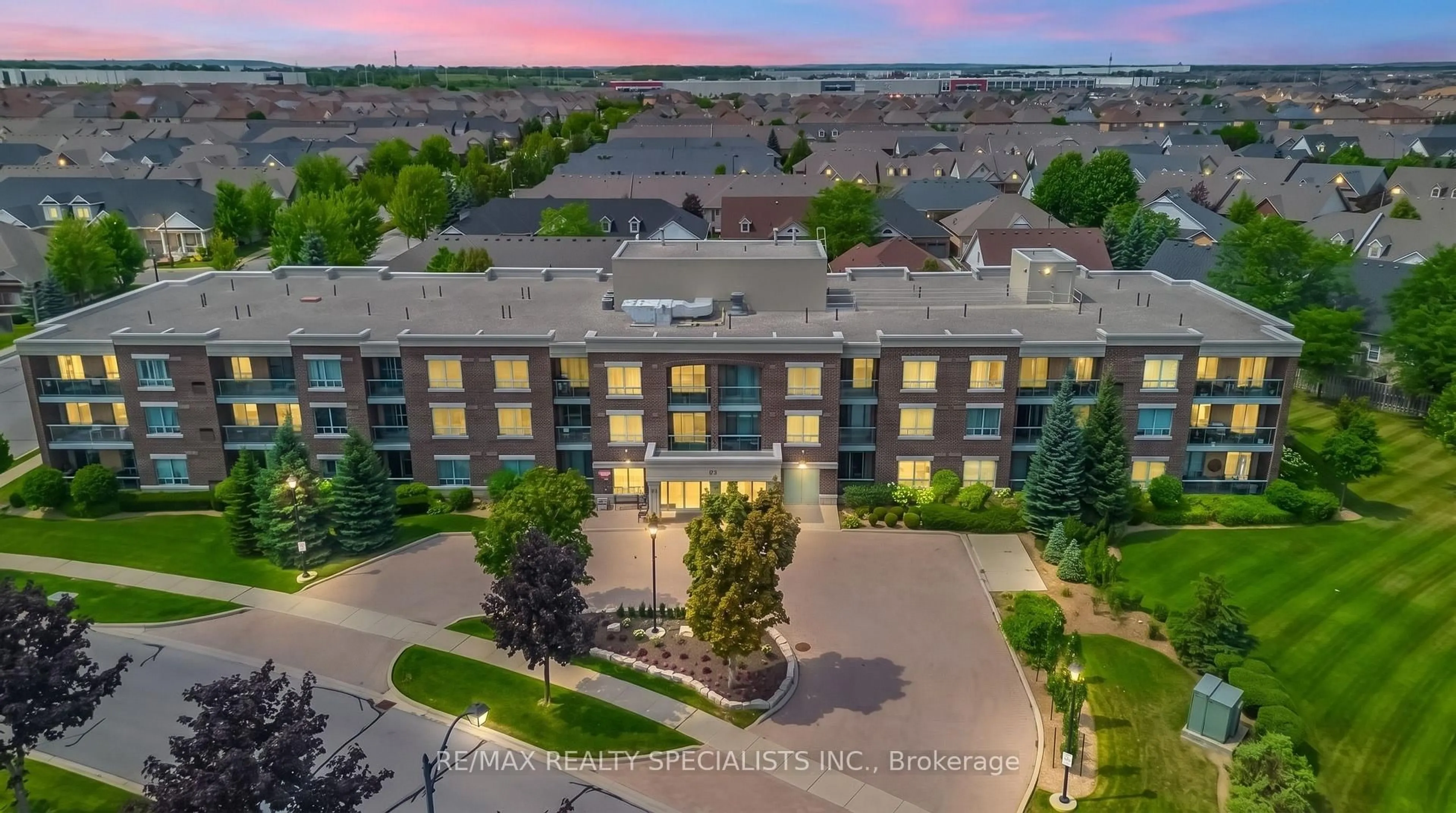 A pic from outside/outdoor area/front of a property/back of a property/a pic from drone, city buildings view from balcony for 65 Via Rosedale #314, Brampton Ontario L6R 3N6
