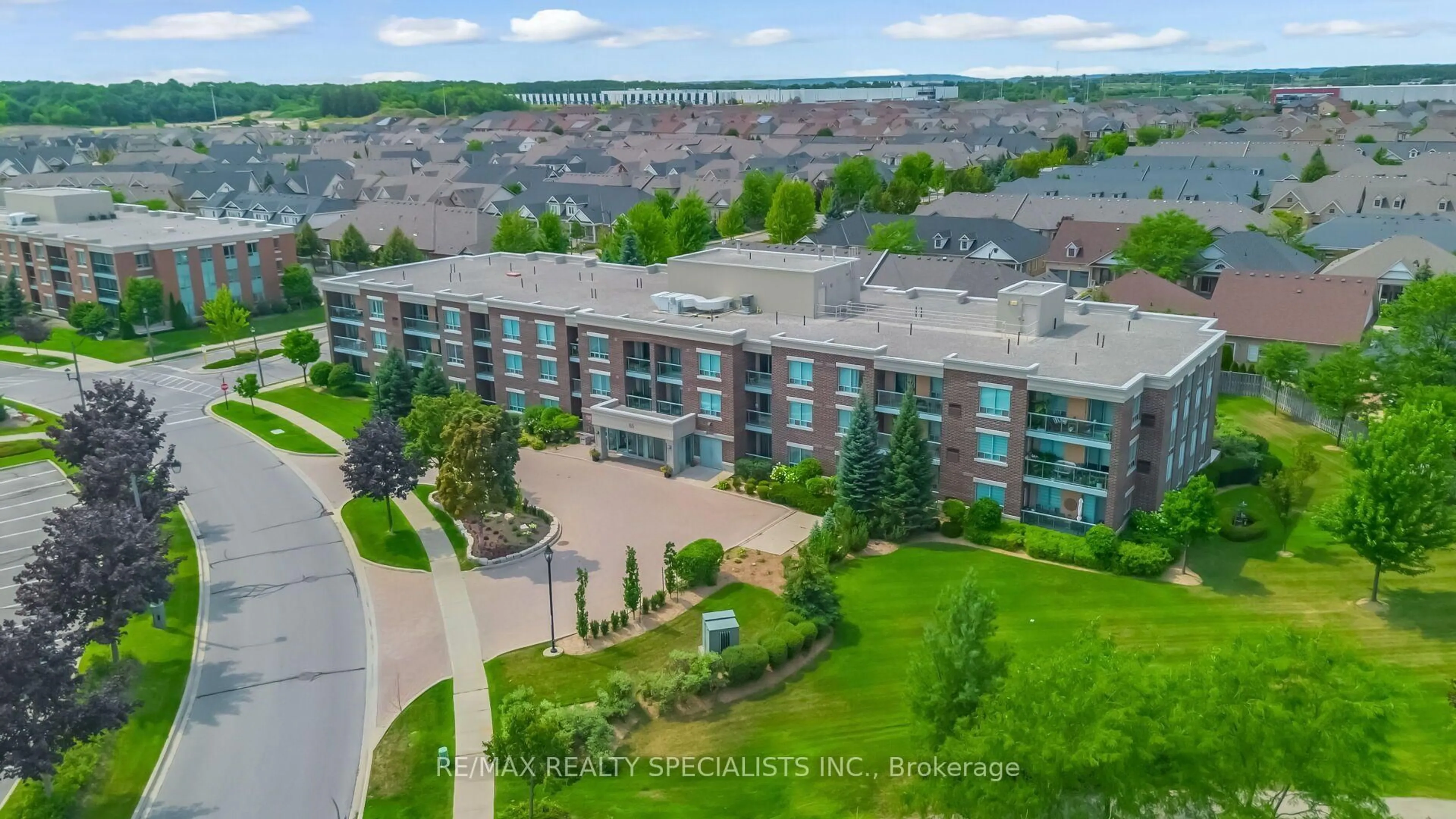 A pic from outside/outdoor area/front of a property/back of a property/a pic from drone, city buildings view from balcony for 65 Via Rosedale #314, Brampton Ontario L6R 3N6