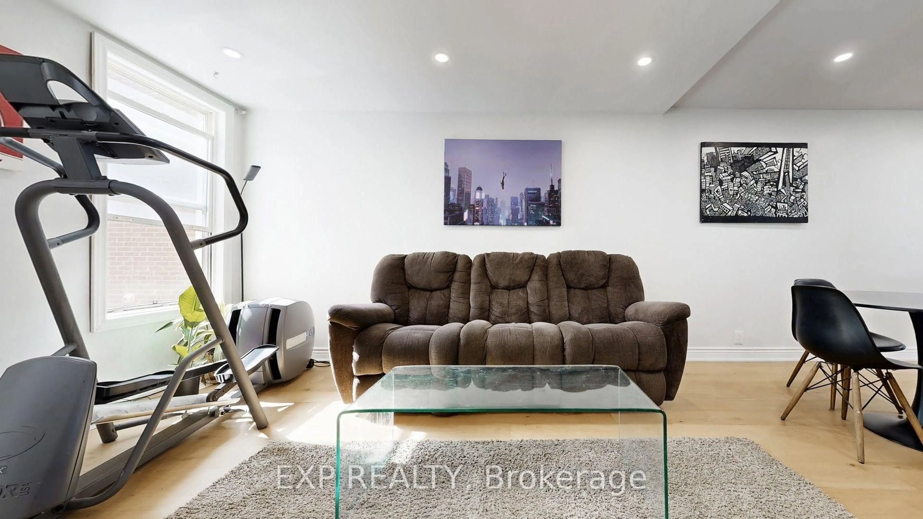 Living room with furniture, wood/laminate floor for 59 Vanevery St, Toronto Ontario M8V 1Y5